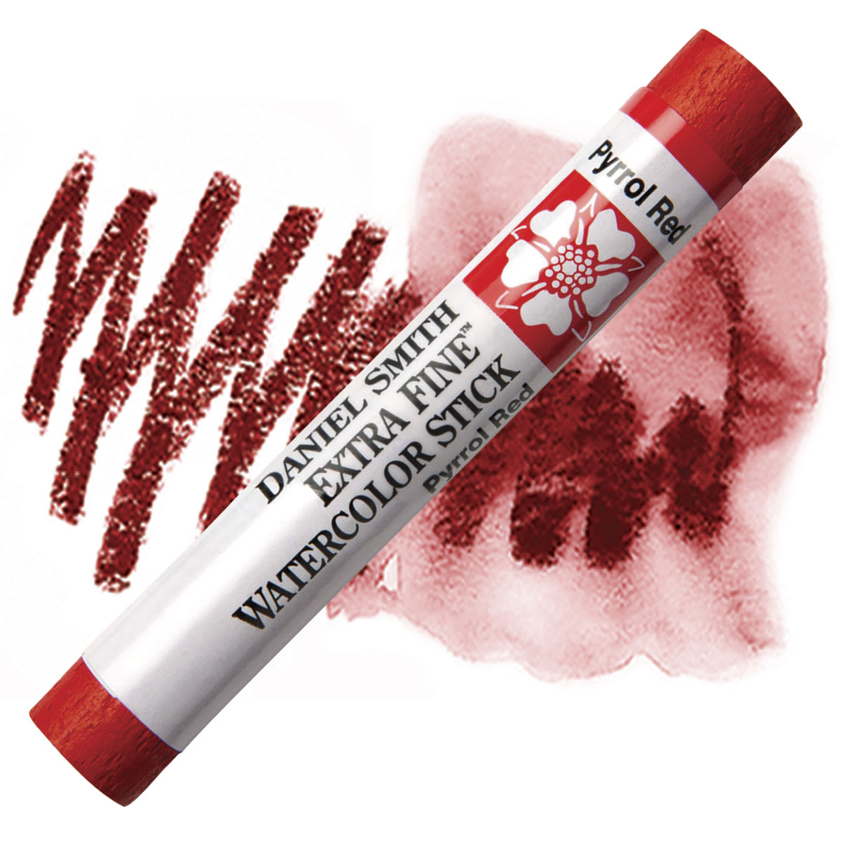 Daniel Smith Watercolor Stick - Pyrrol Red stick and swatch
