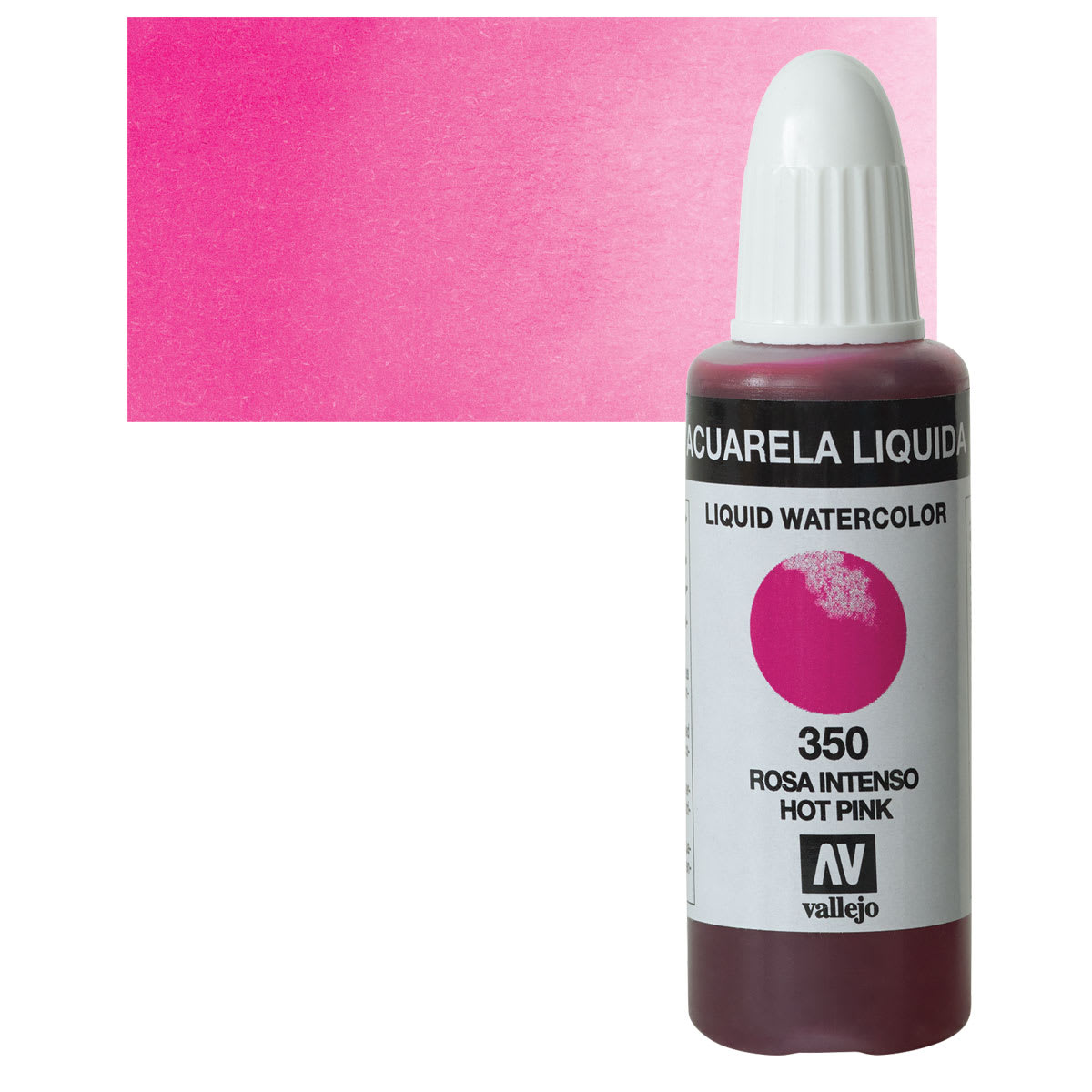 Vallejo Liquid Watercolor - Hot Pink, 32 ml and swatch