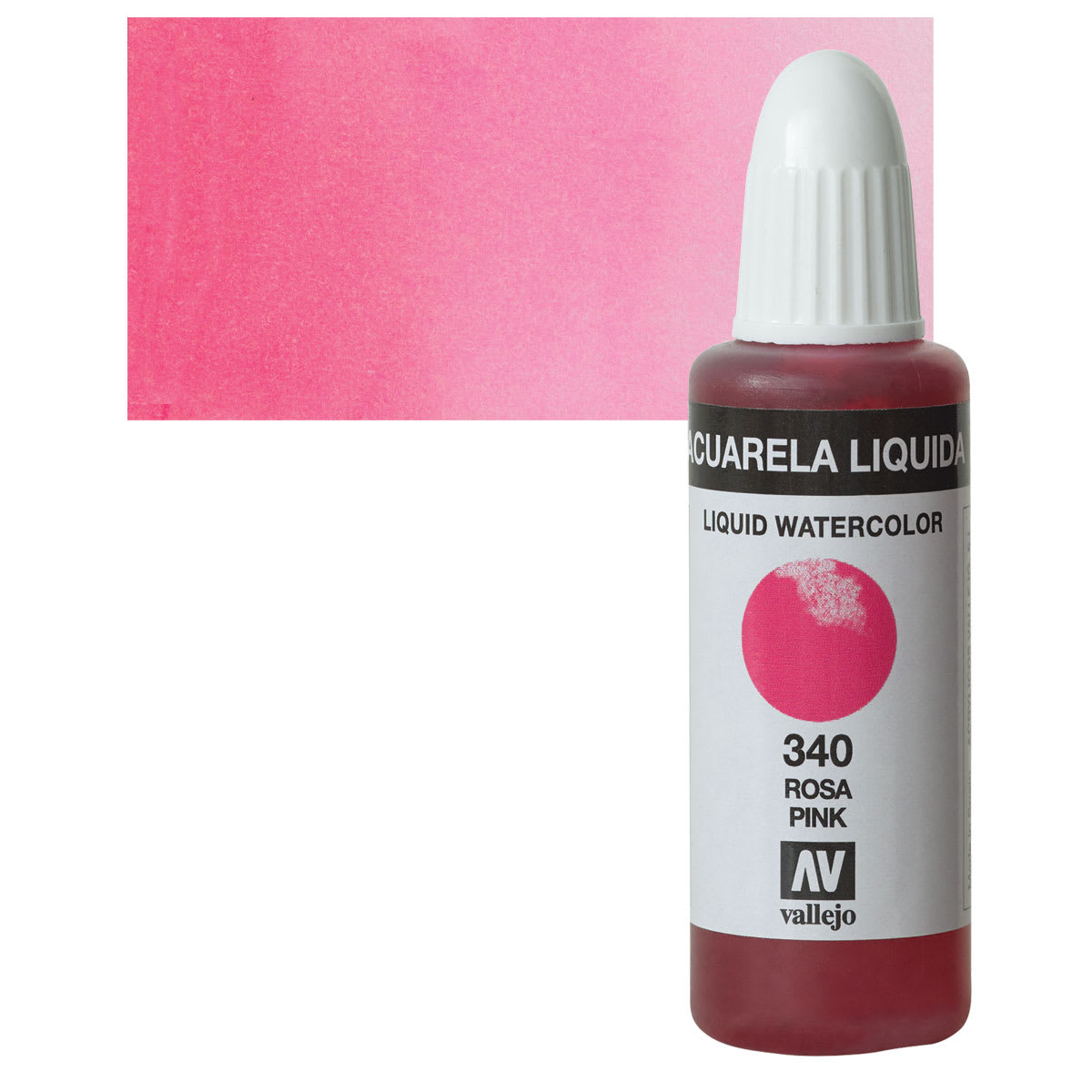 Vallejo Liquid Watercolor - Pink, 32 ml and swatch