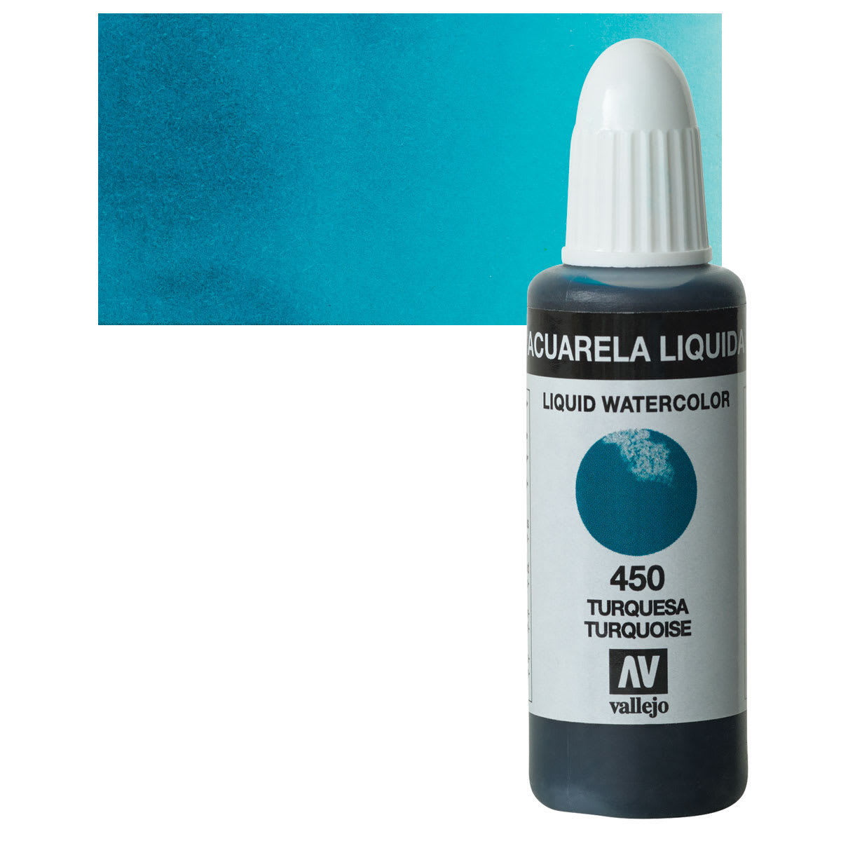 Vallejo Liquid Watercolor - Turquoise, 32 ml and swatch