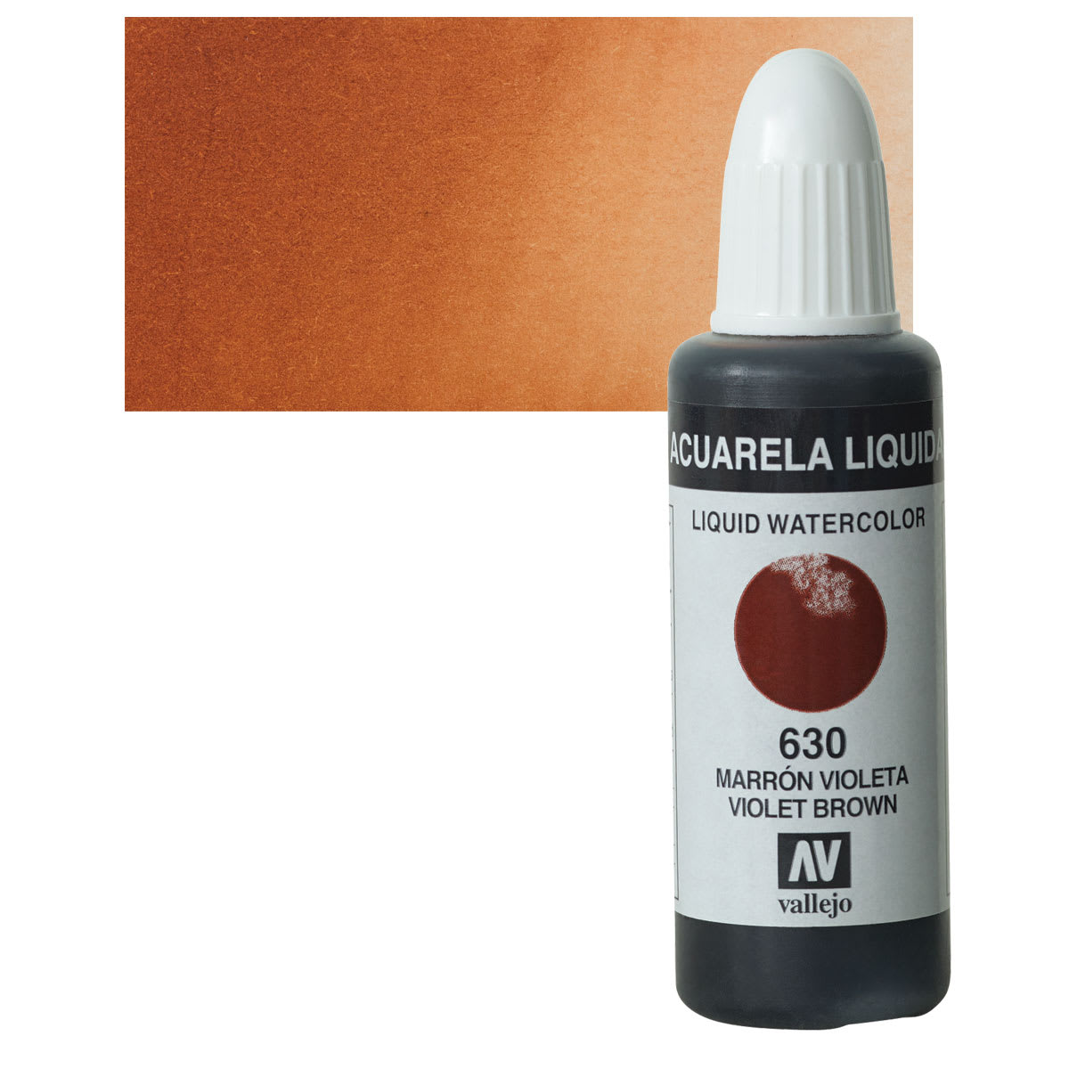 Vallejo Liquid Watercolor - Violet Brown, 32 ml and swatch