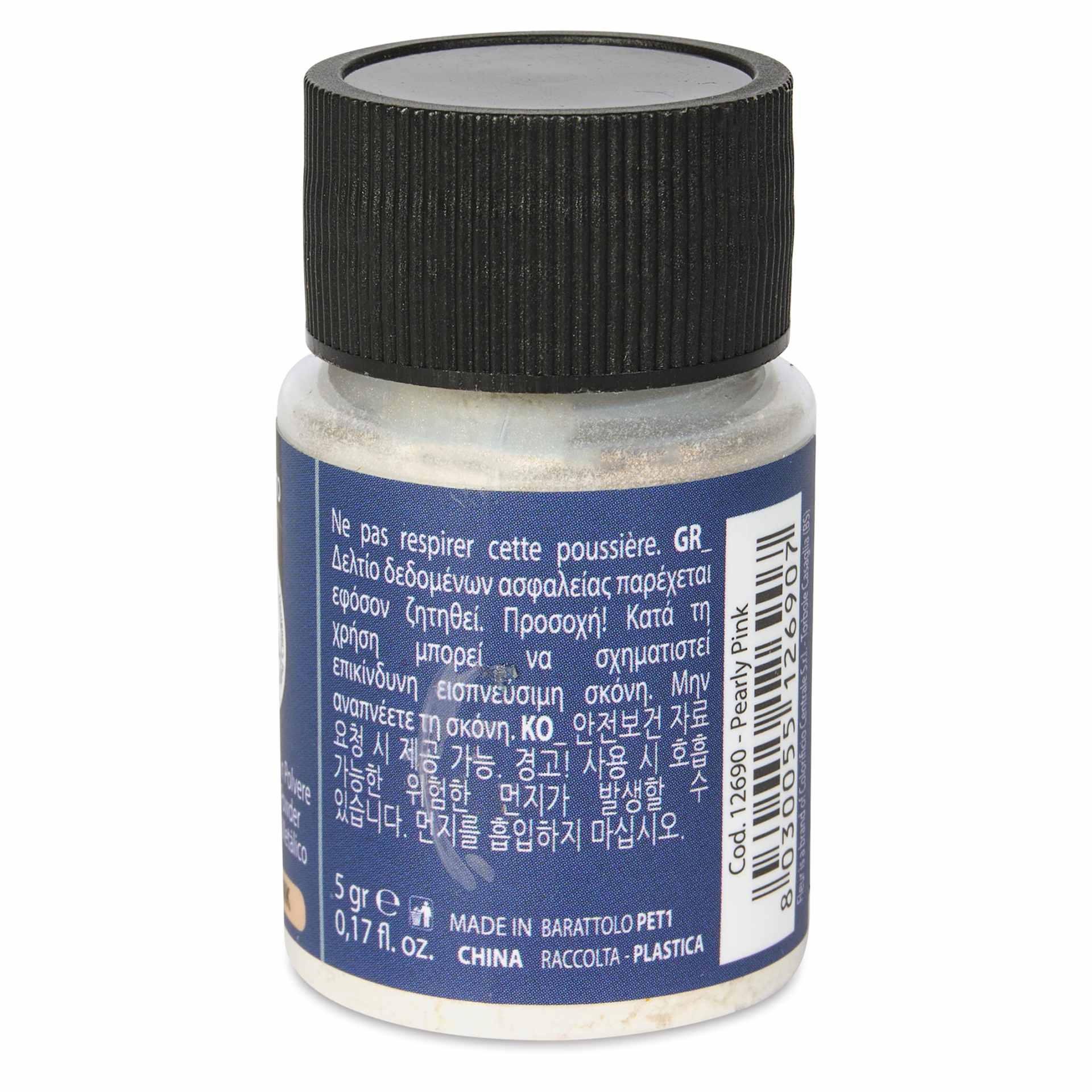 Fleur Powder Pigment - Pearly Pink (Metallic), 5 g back of bottle