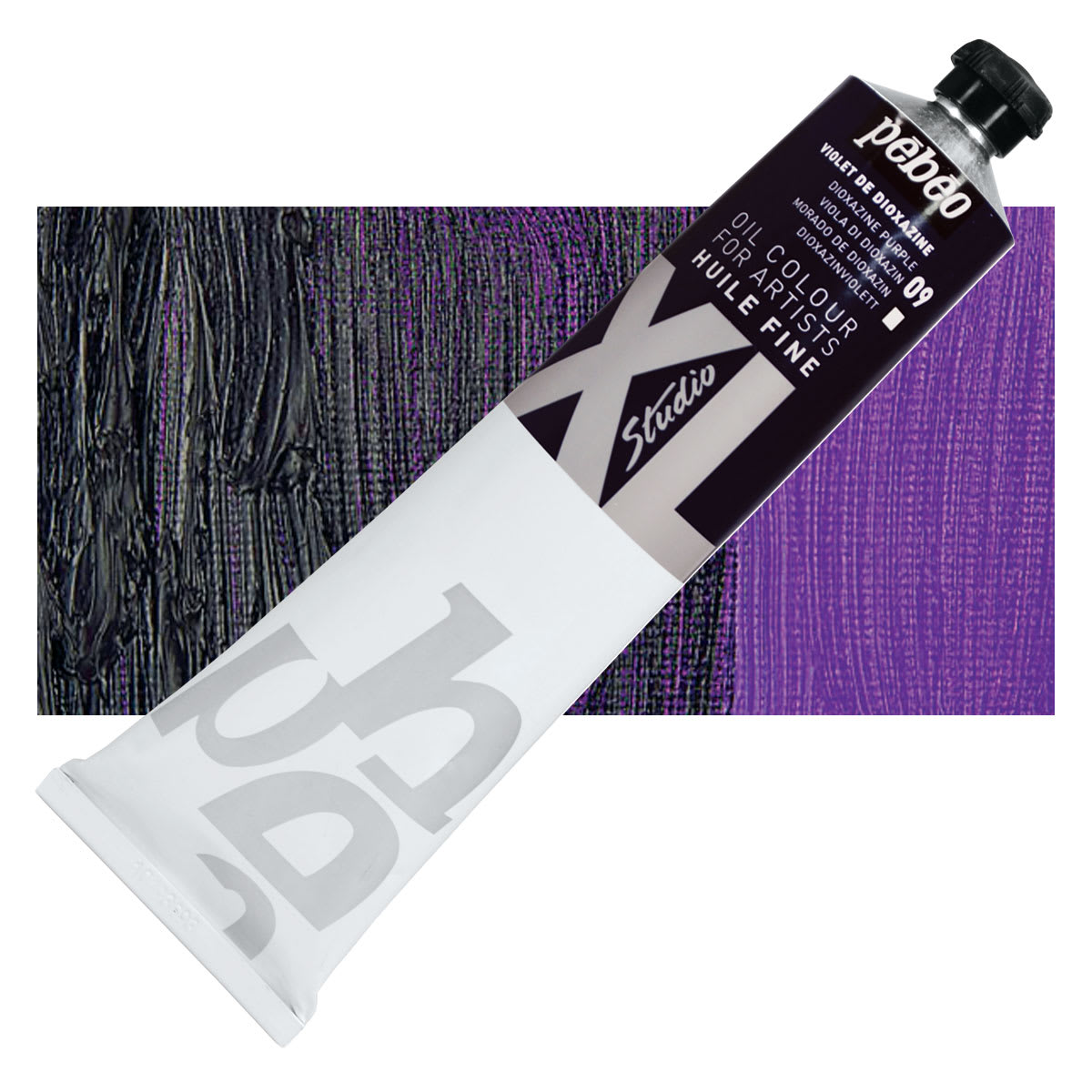 Pebeo XL Studio Oil Paint - Dioxazine Purple, 200 ml tube and swatch