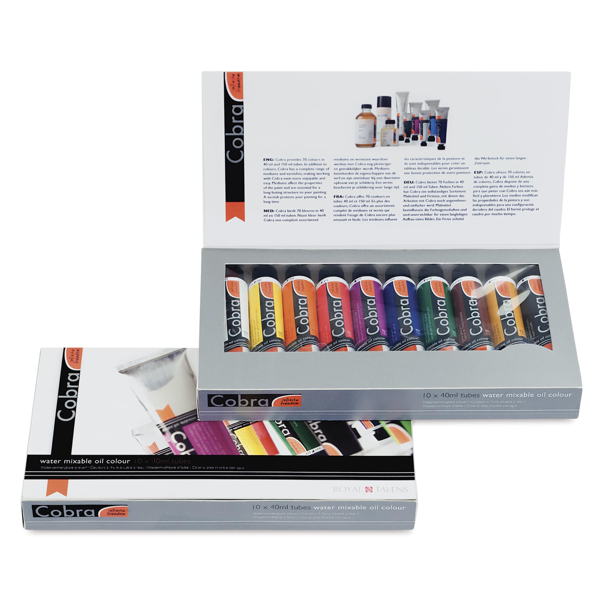 Cobra Artist Water Mixable Oil Paint - Set of 10, Value, 40 ml tubes, contents with packaging