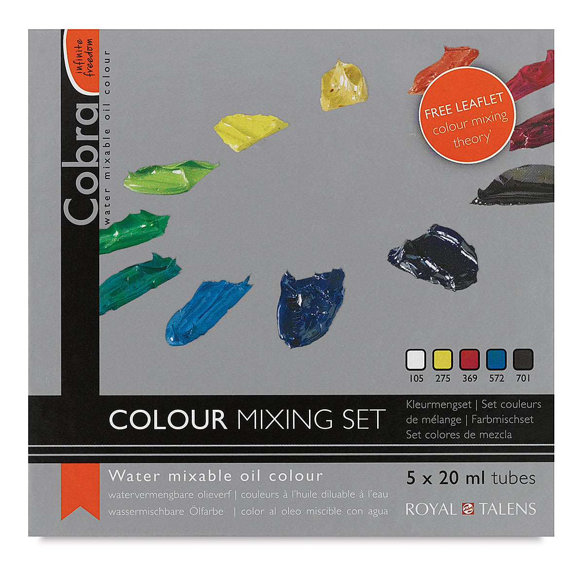 Cobra Artist Water Mixable Oil Paint - Mixing Set of 5, front of the packaging