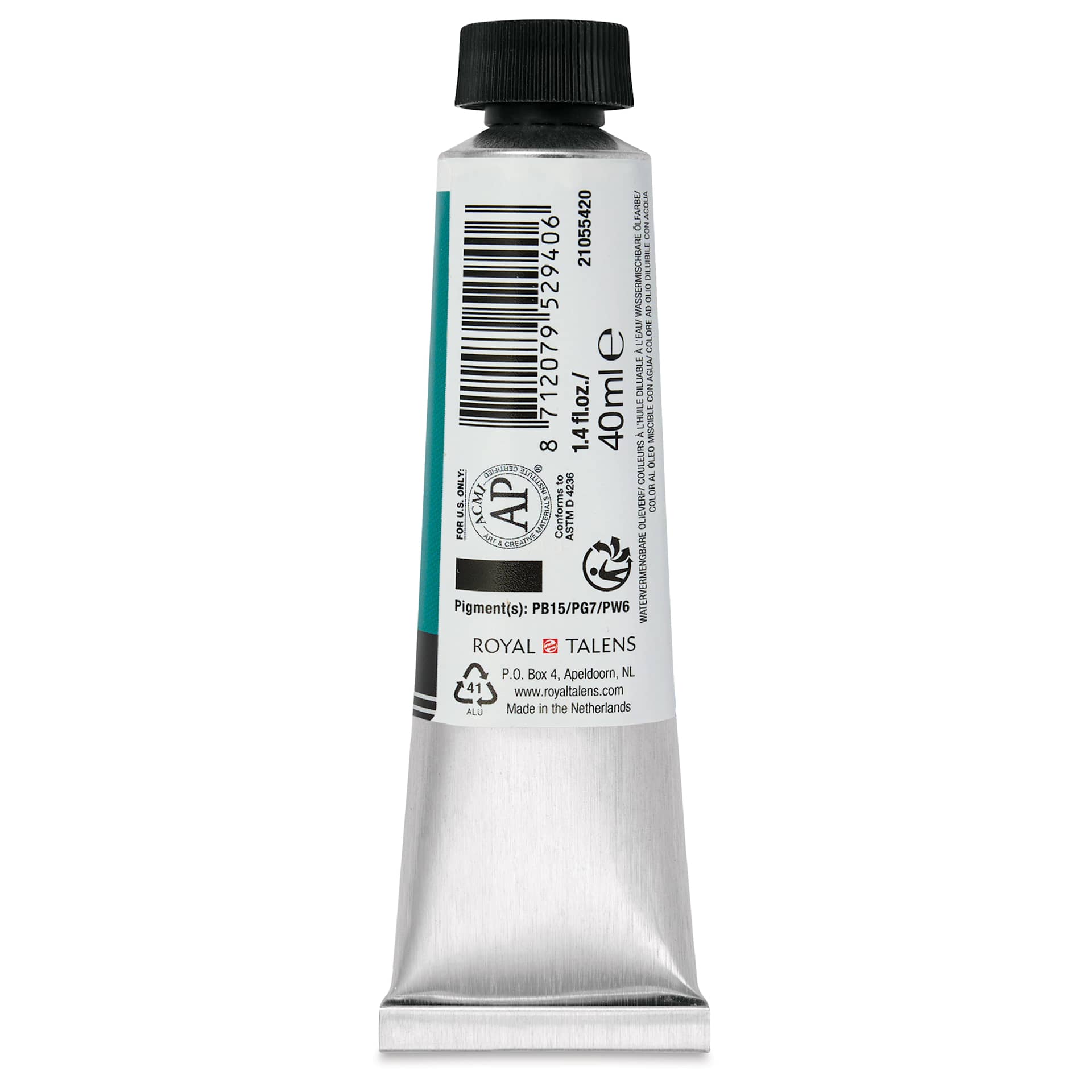 Cobra Artist Water Mixable Oil Paint - Caribbean Blue, 40 ml tube back