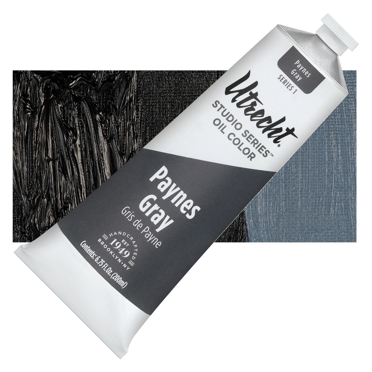 Utrecht Studio Series Oil Paint - Payne's Gray, 200 ml tube and swatch