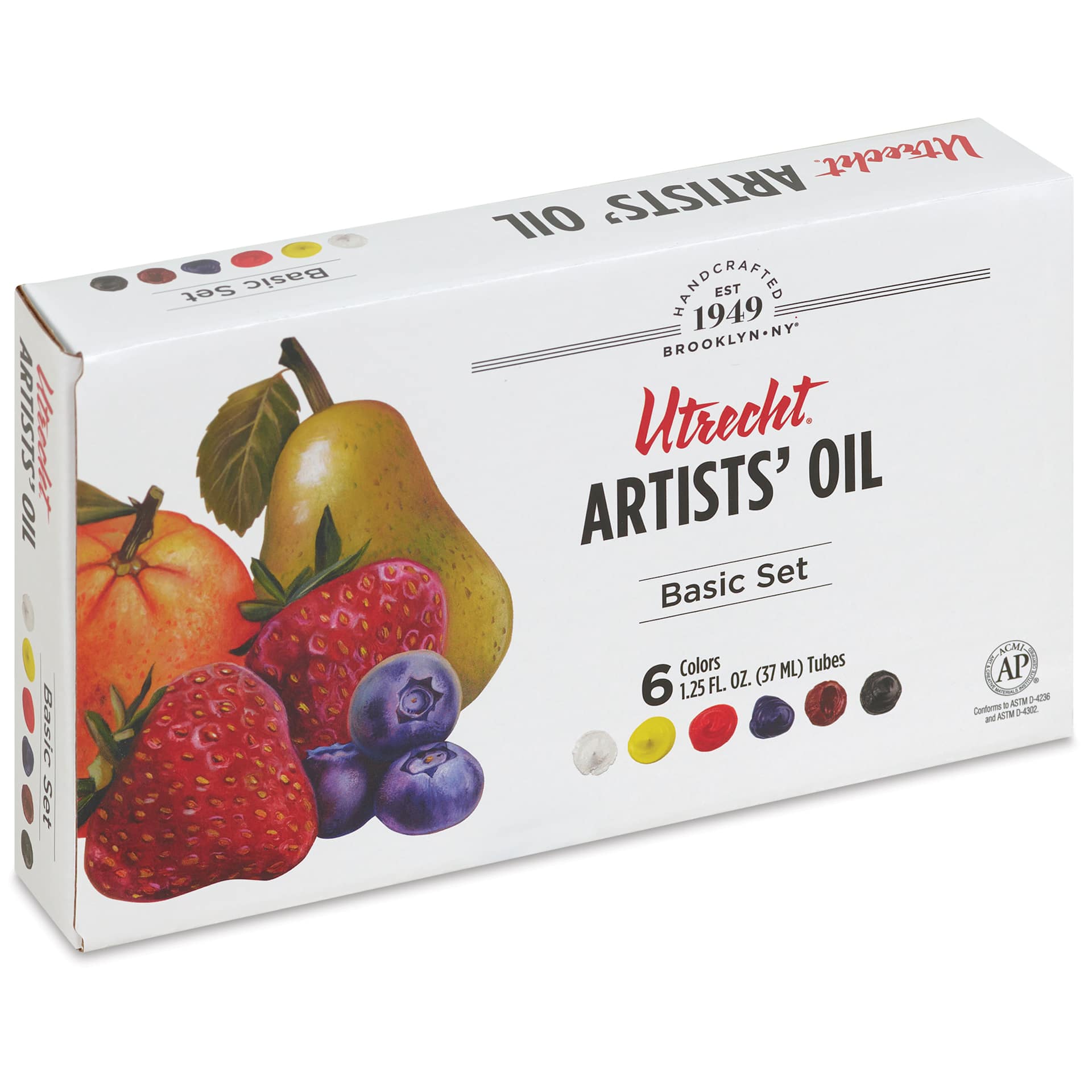 Utrecht Artists' Oil Paint Set - Basic Set, Set of 6 colors, 37 ml tubes, packaging