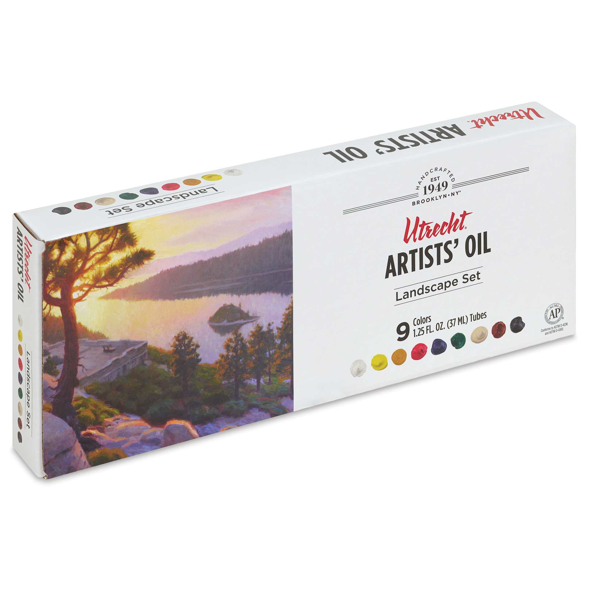 Utrecht Artists' Oil Paint Set - Landscape Set, Set of 9 colors, 37 ml tubes, packaging