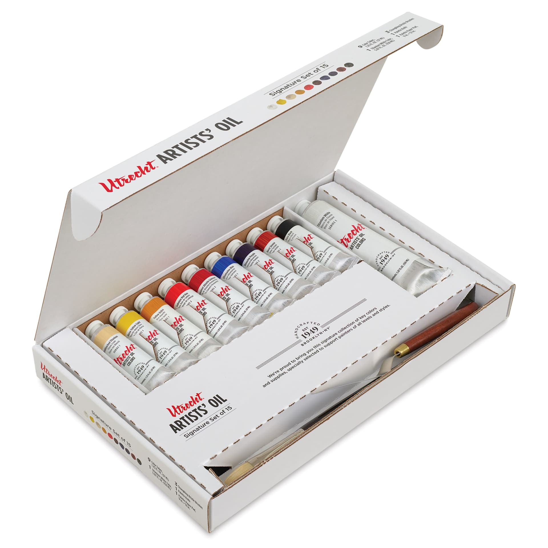 Utrecht Artists' Oil Paint Set - Signature Set, Set of 15, open packaging