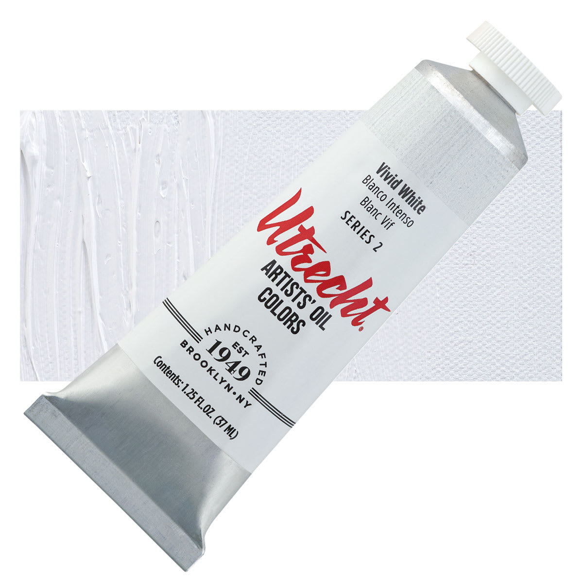 Utrecht Artists' Oil Paint - Vivid White, 37 ml, Tube and swatch