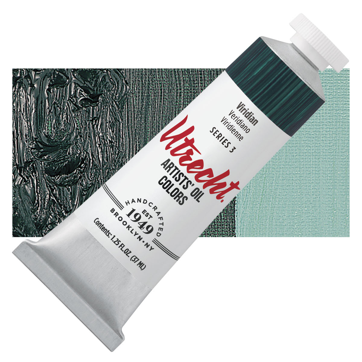 Utrecht Artists' Oil Paint - Viridian, 37 ml tube and swatch