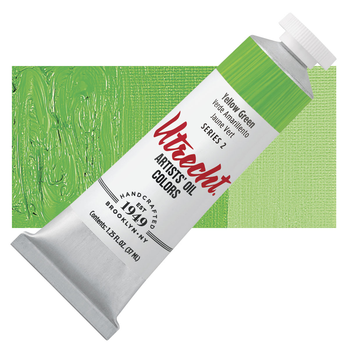Utrecht Artists' Oil Paint - Yellow Green, 37 ml tube and swatch