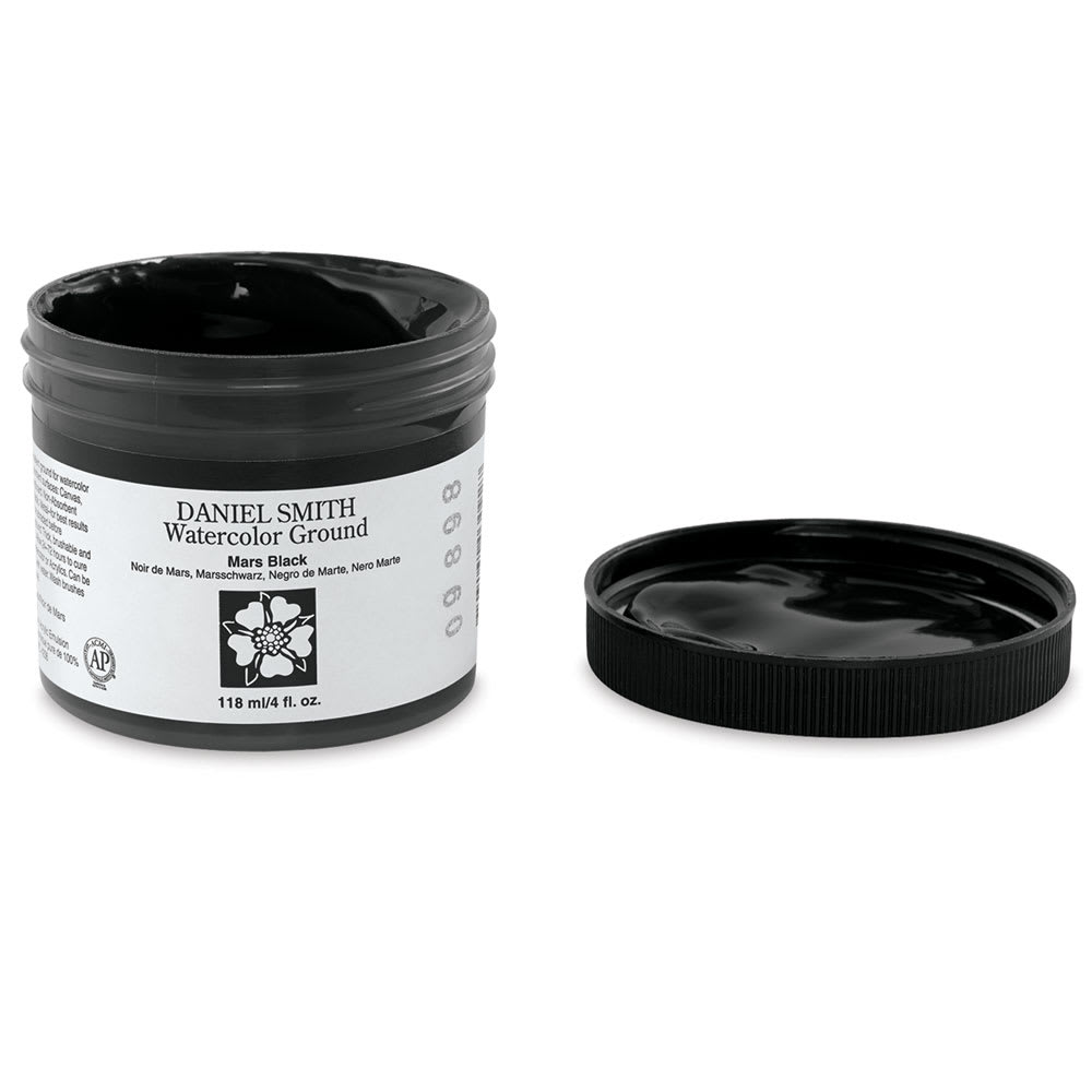 Daniel Smith Watercolor Ground - 4 oz Mars Black Jar shown open