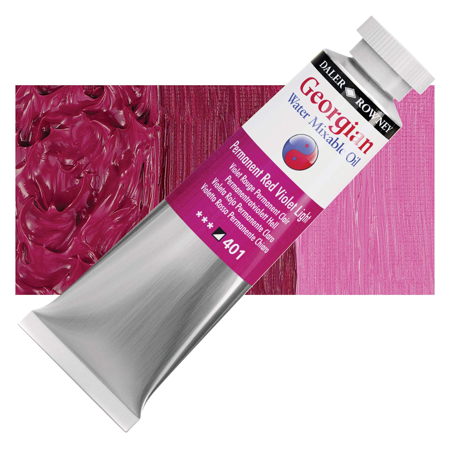 Georgian Water Mixable Oil - Red Violet Light, 37 ml tube and swatch