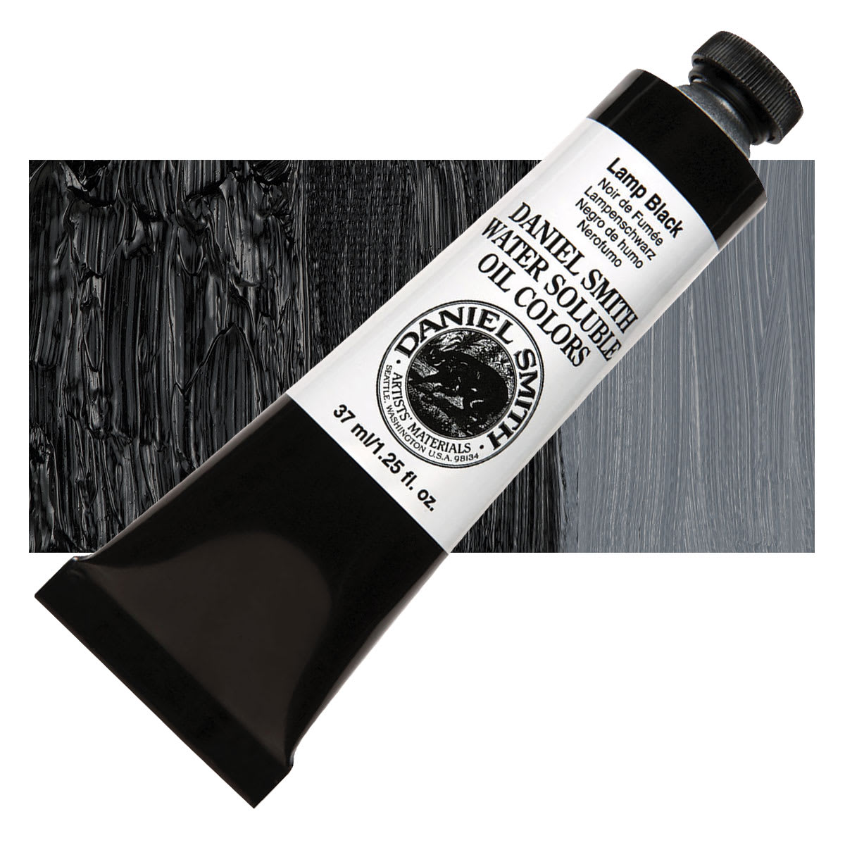 Daniel Smith Water-Soluble Oil - Lamp Black, 37 ml Tube and swatch