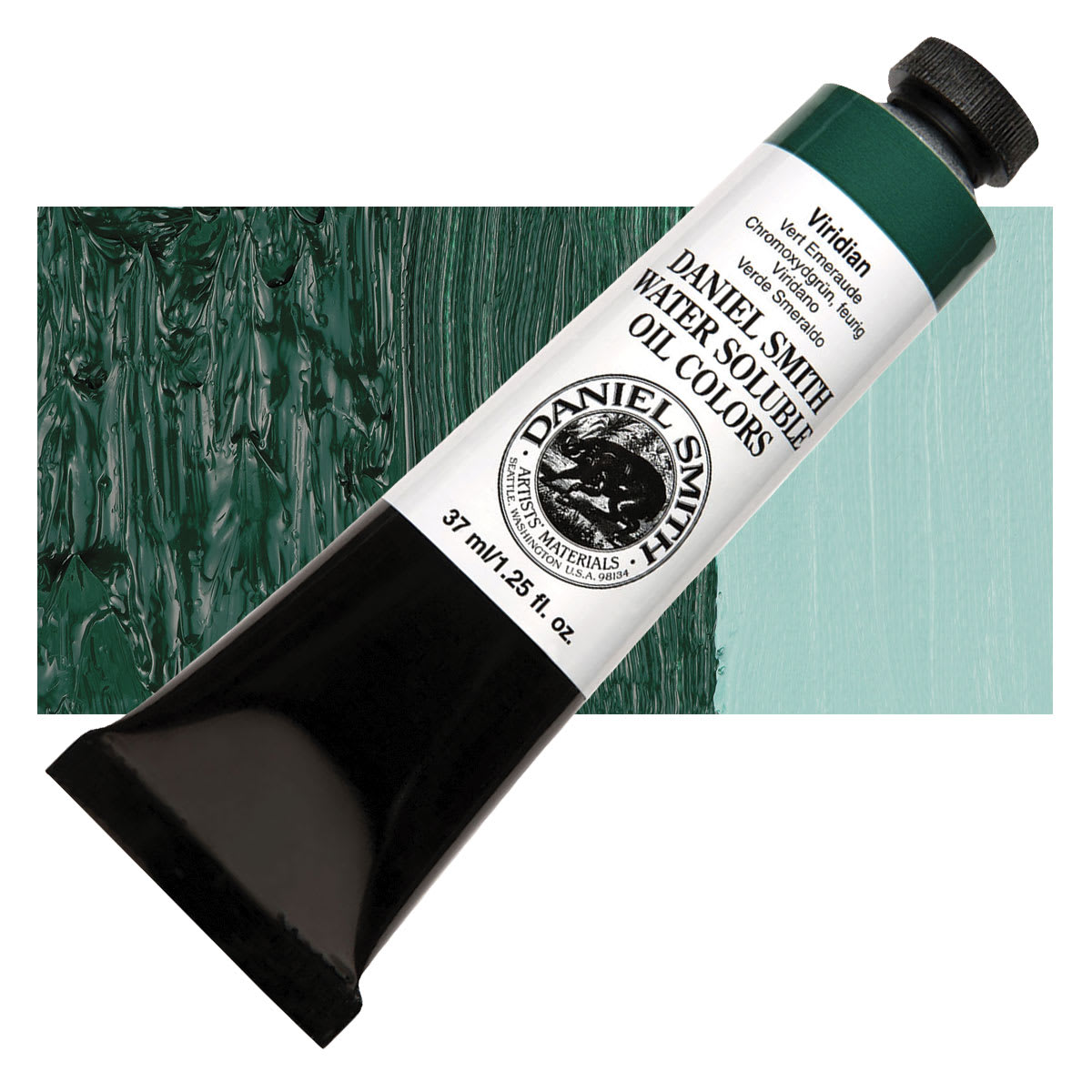 Daniel Smith Water-Soluble Oil - Viridian, 37 ml Tube and swatch