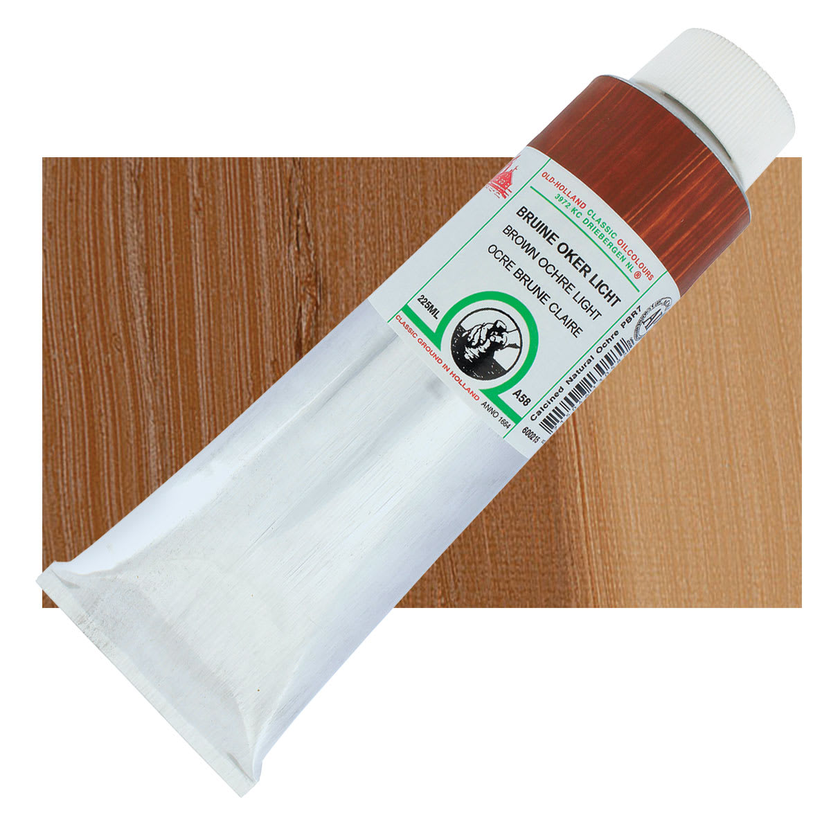 Old Holland Classic Oil Color - Brown Ochre Light, 225 ml tube and swatch