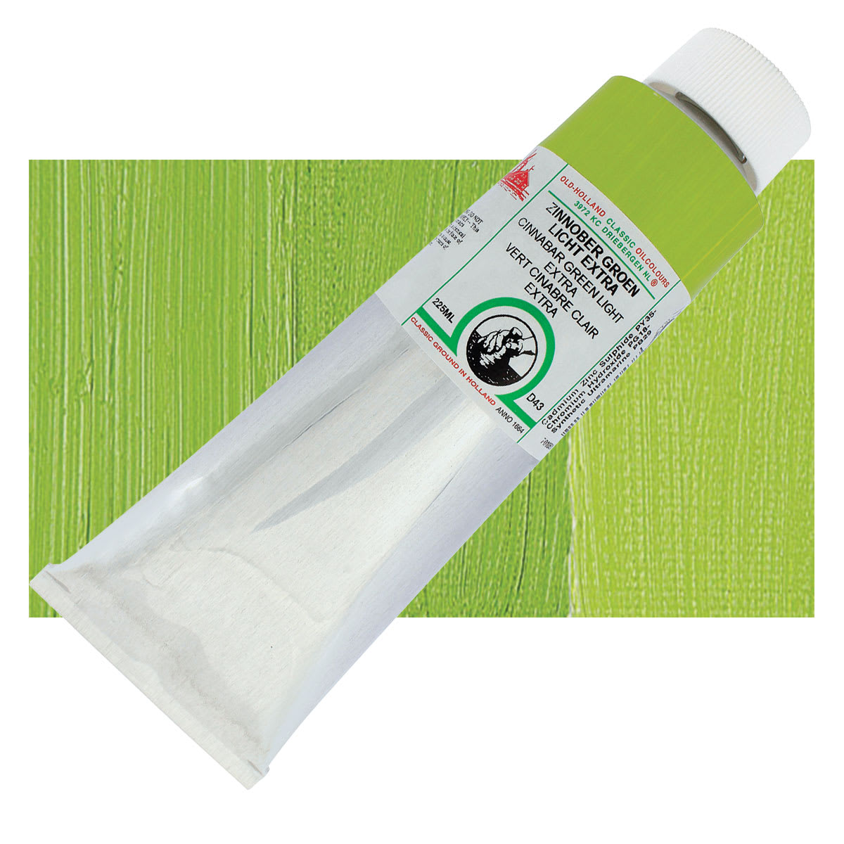Old Holland Classic Oil Color - Cinnabar Green Light Extra, 225 ml tube and swatch