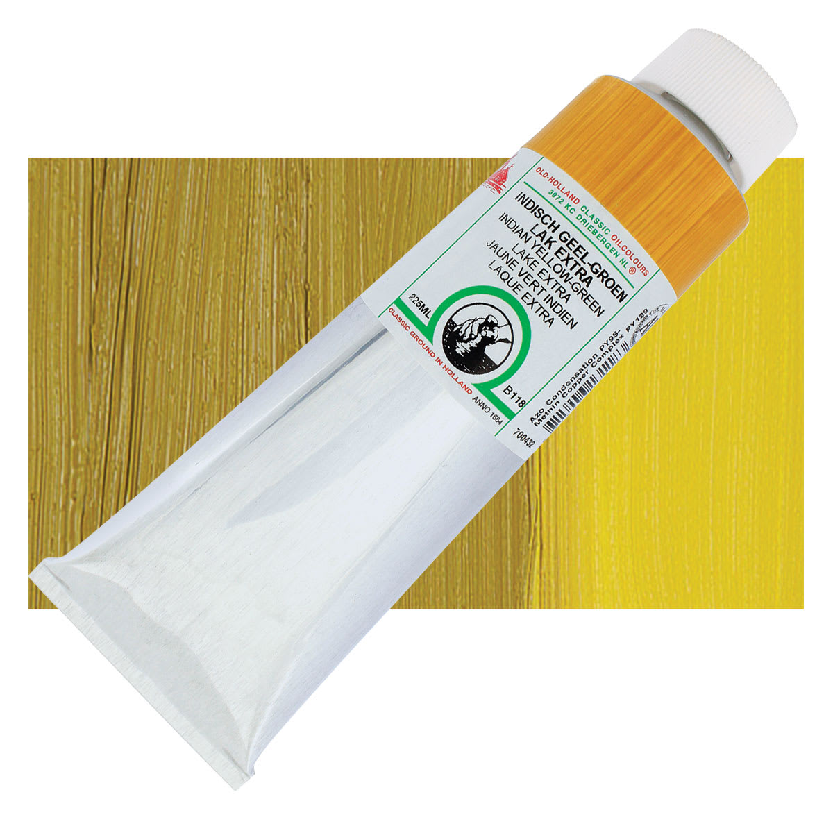 Old Holland Classic Oil Color - Indian Yellow Green Lake Extra, 225 ml tube and swatch
