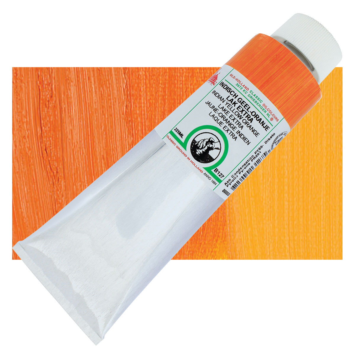 Old Holland Classic Oil Color - Indian Yellow Orange Lake Extra, 225 ml tube and swatch