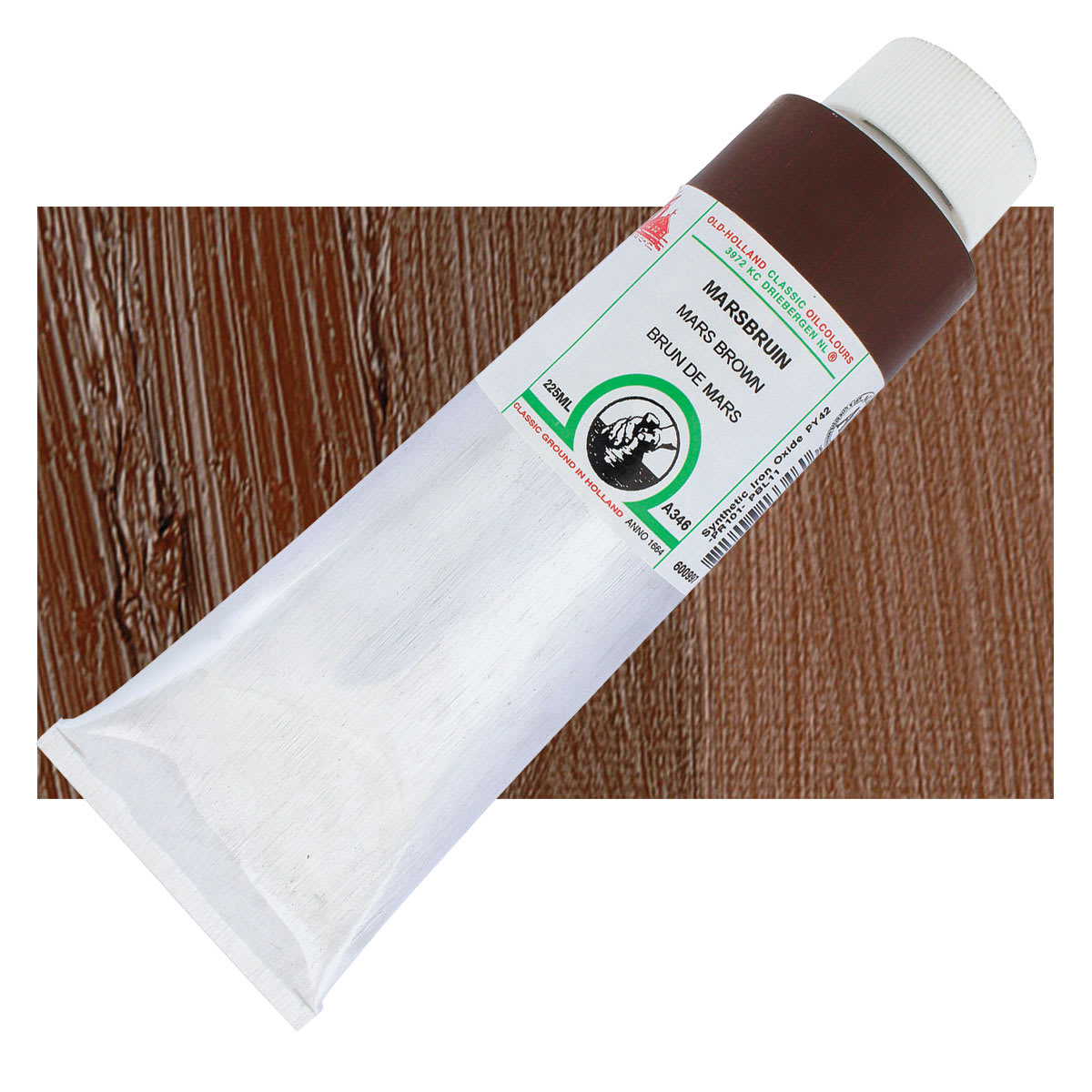 Old Holland Classic Oil Color - Mars Brown, 225 ml tube and swatch