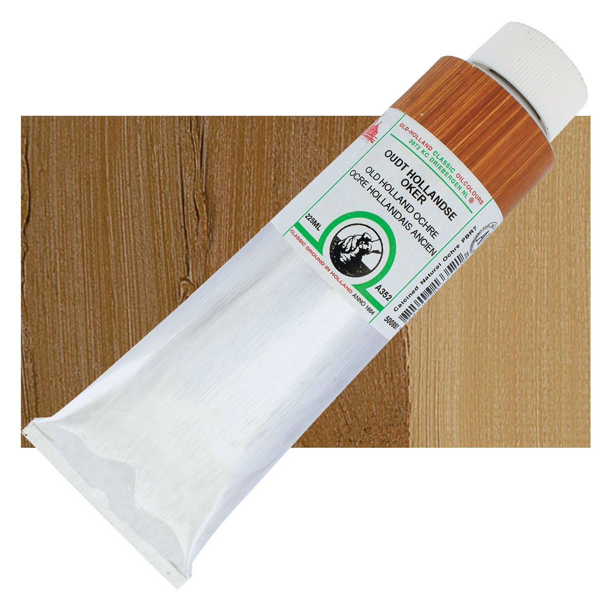 Old Holland Classic Oil Color - Old Holland Ochre, 225 ml tube and swatch