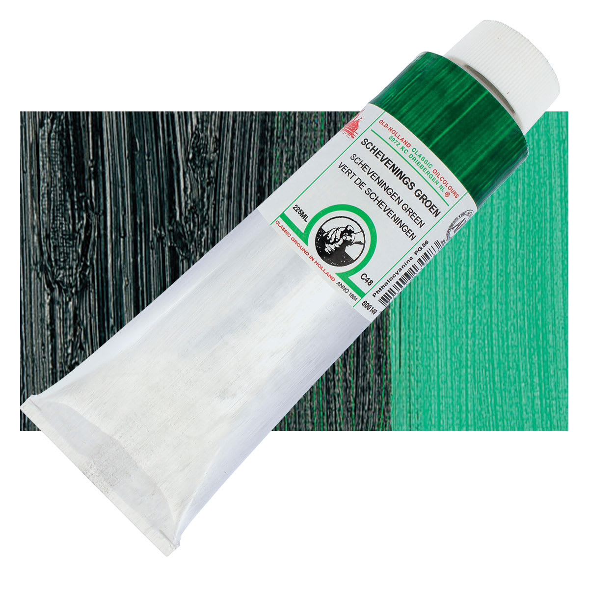 Old Holland Classic Oil Color - Scheveningen Green, 225 ml tube and swatch