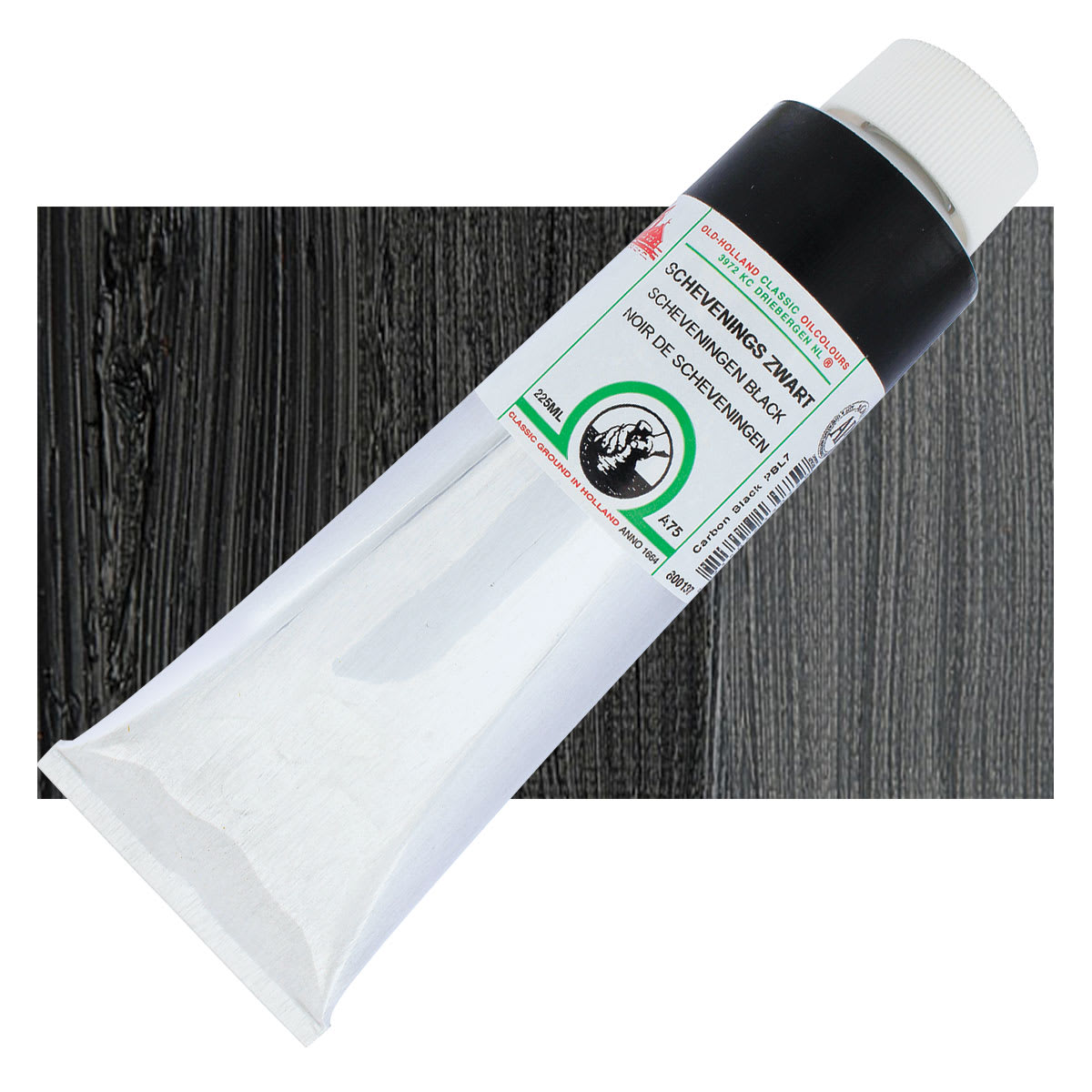 Old Holland Classic Oil Color - Scheveningen Intense Black, 225 ml tube and swatch