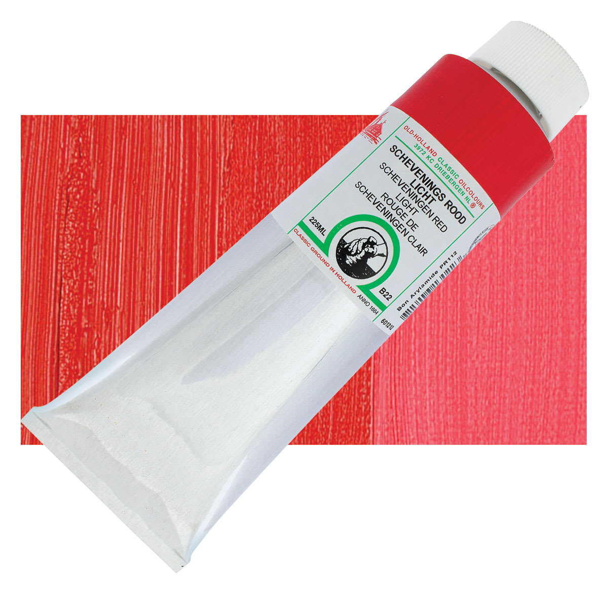 Old Holland Classic Oil Color - Scheveningen Red Light, 225 ml tube and swatch