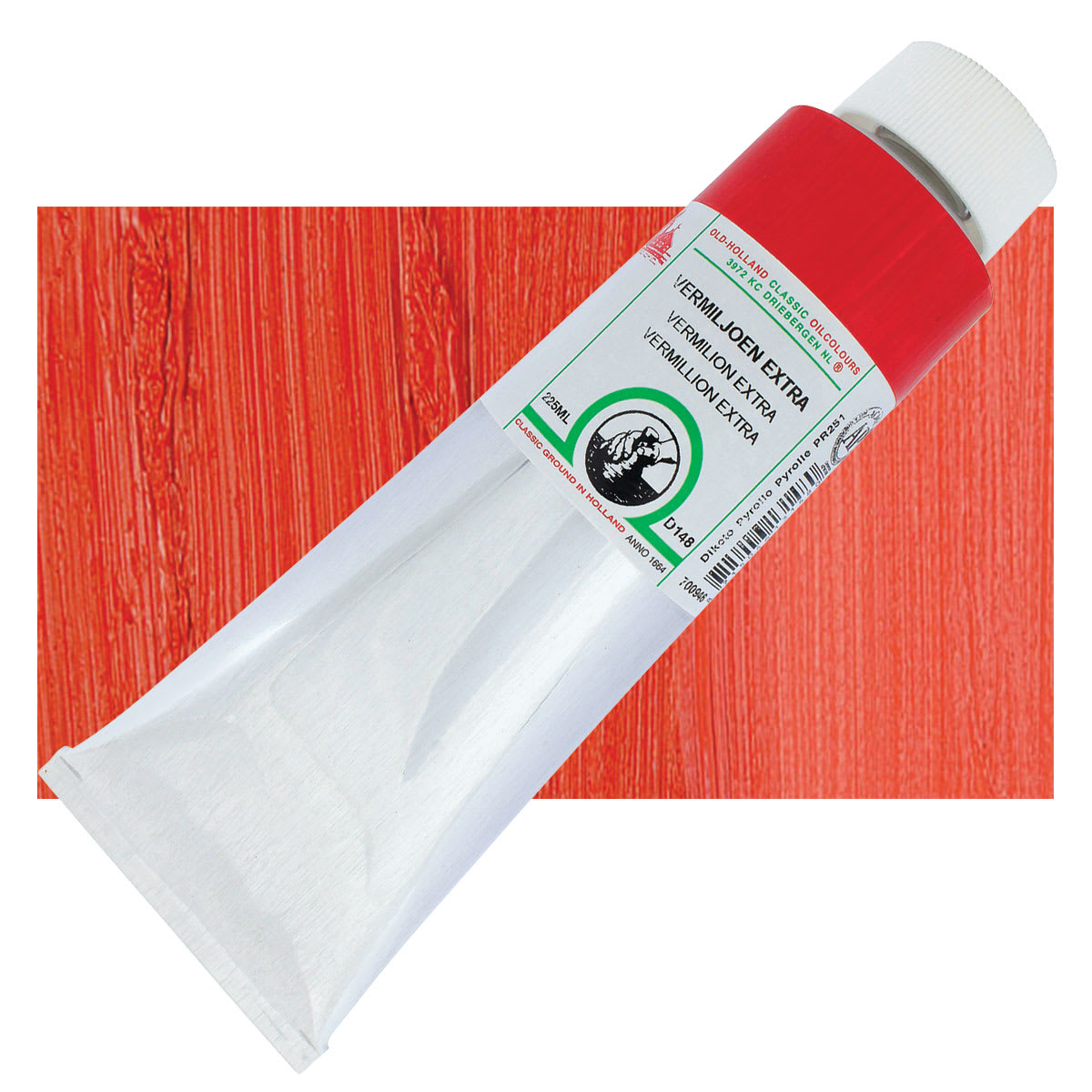 Old Holland Classic Oil Color - Vermilion Extra, 225 ml tube and swatch