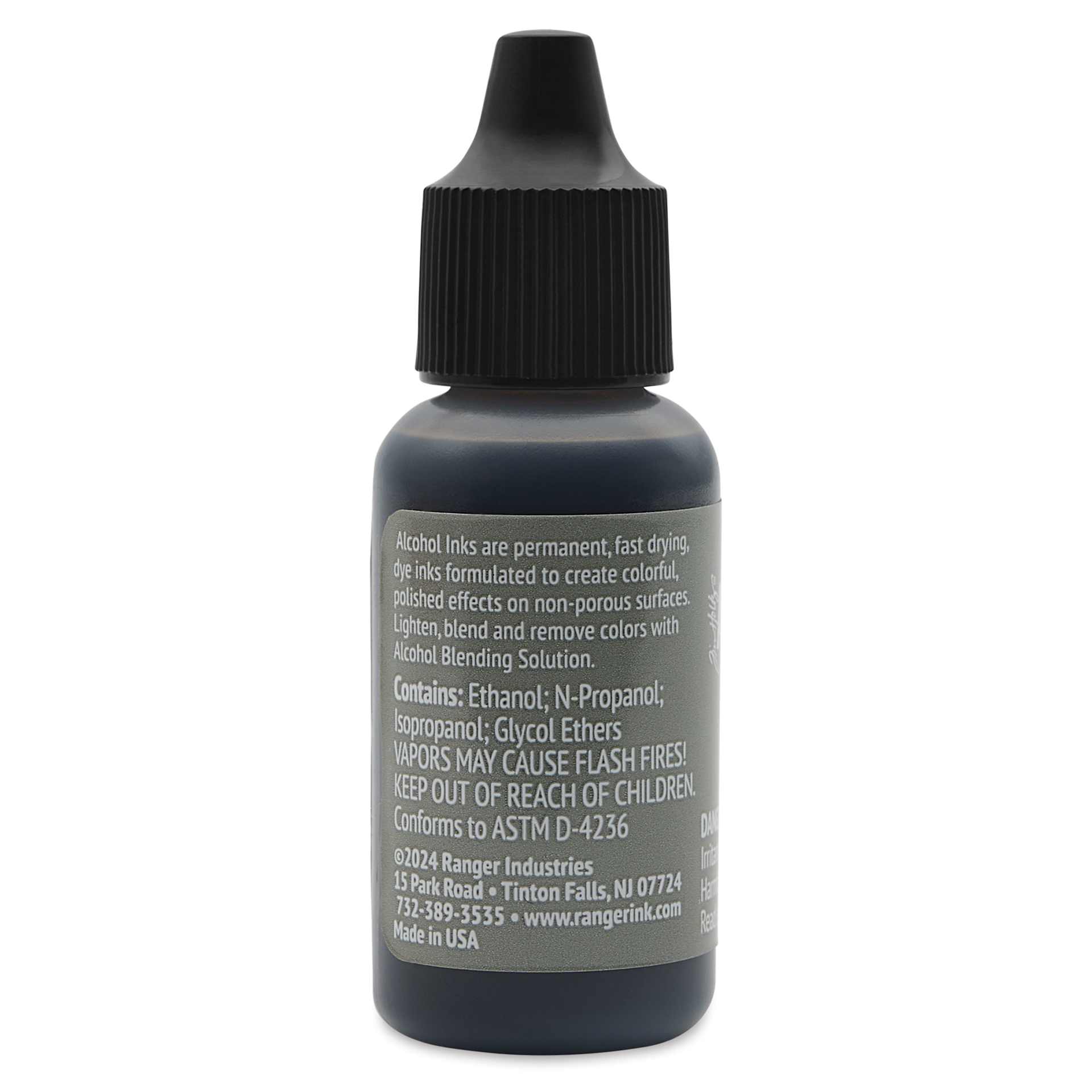 Ranger Tim Holtz Alcohol Ink - Gravel, 05 oz, back of the bottle