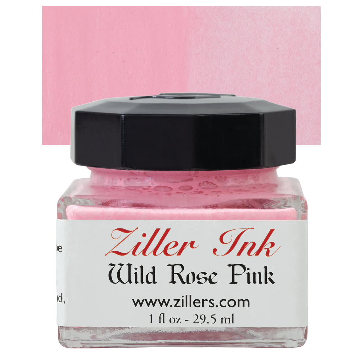 Ziller Ink - Wild Rose Pink, 1 oz bottle and swatch