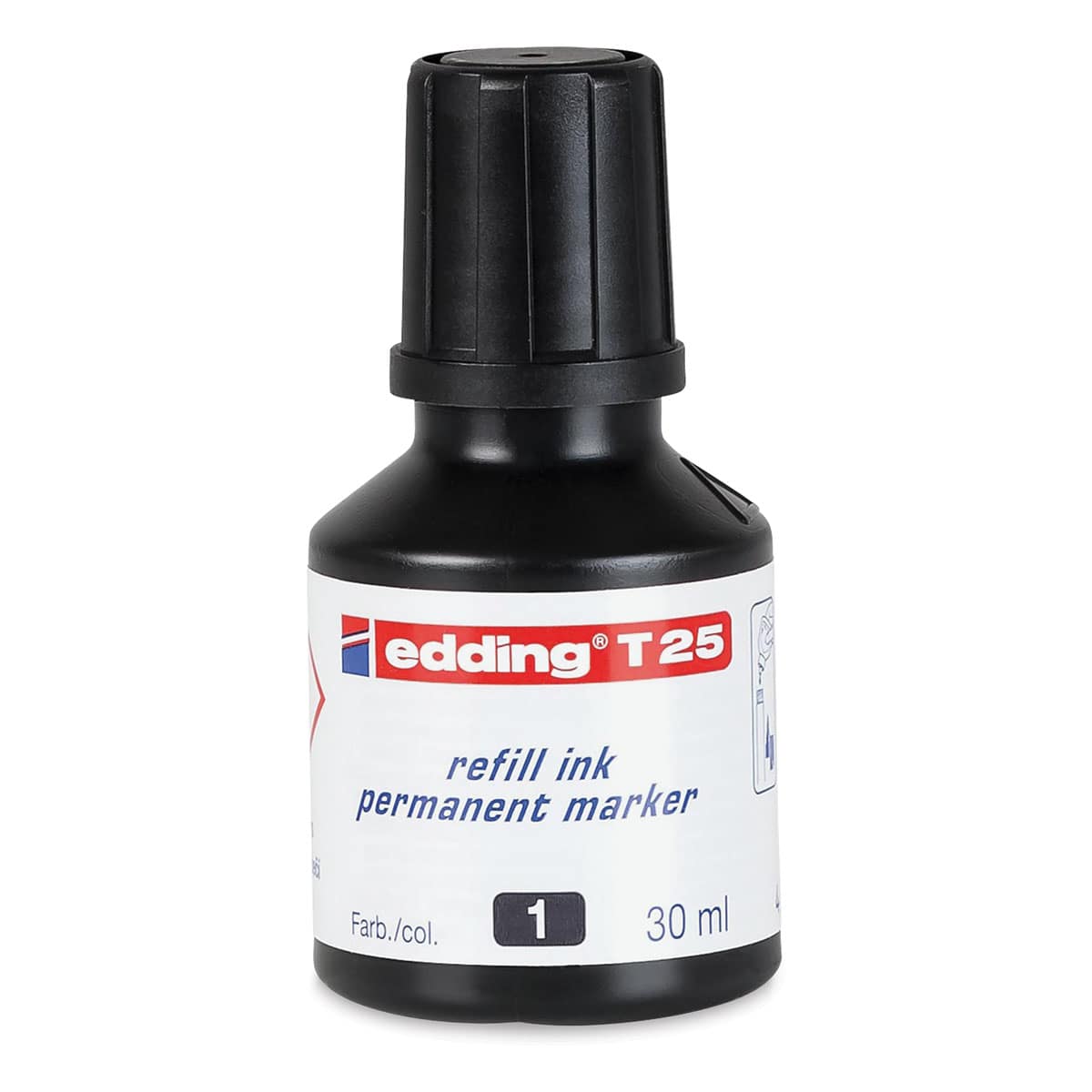 Edding Permanent Marker Refill - Front of 30 ml Black bottle