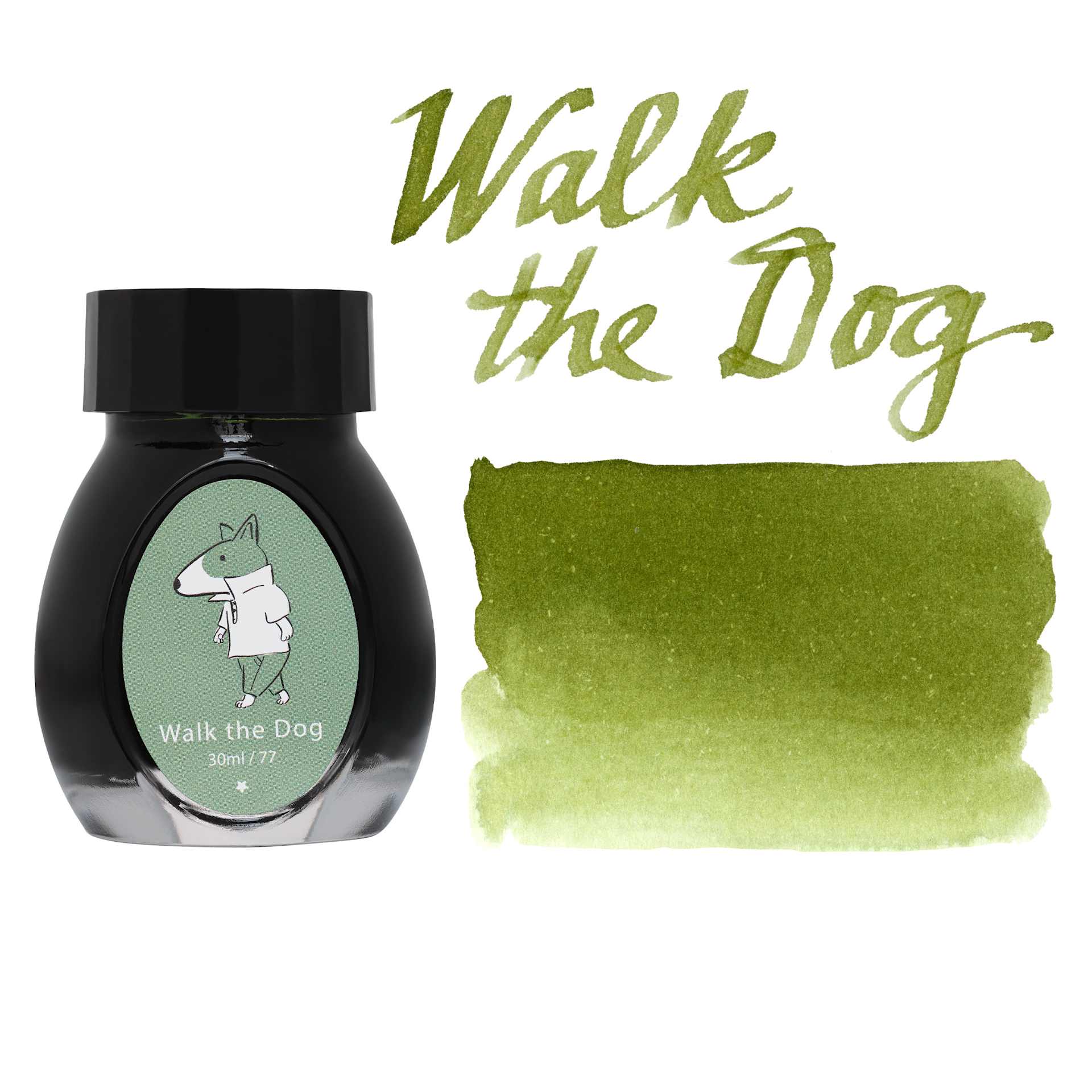 Colorverse Joy in the Ordinary Fountain Pen Ink - 77 Walk the Dog, jar and swatch
