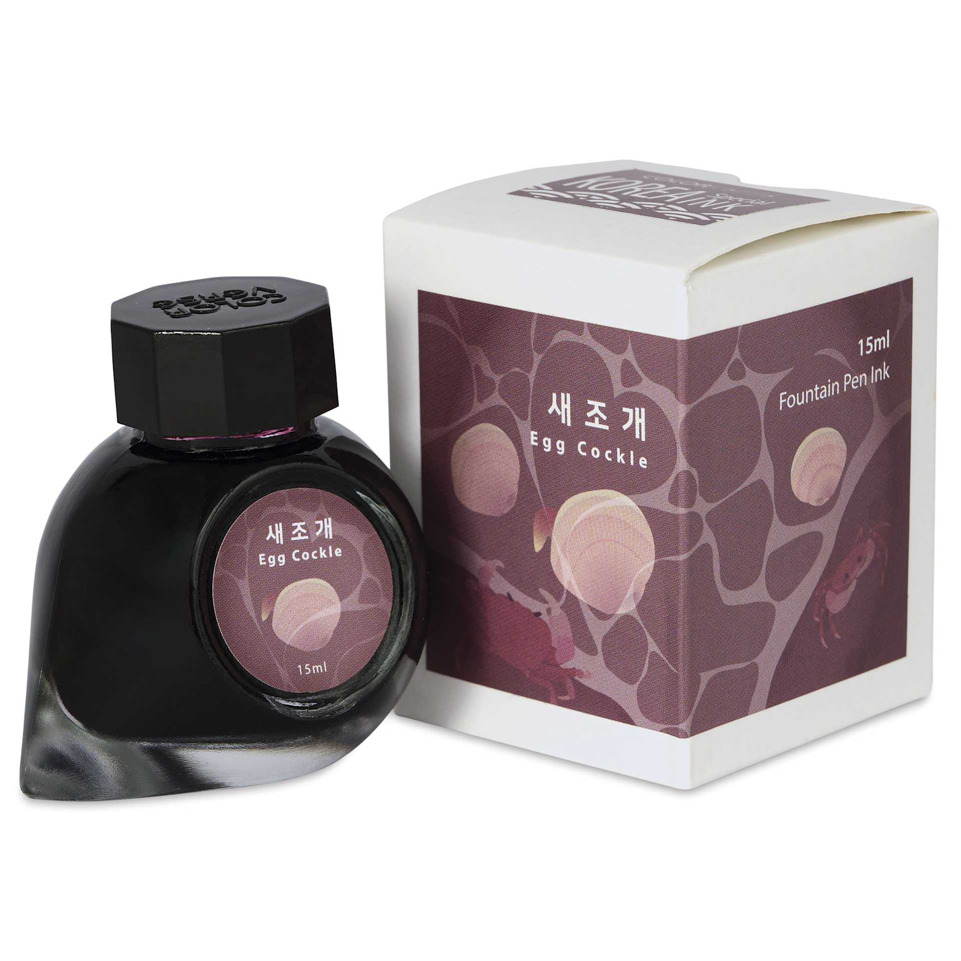 Colorverse Korea Special Fountain Pen Ink - 61 Egg Cockle, jar next to packaging box