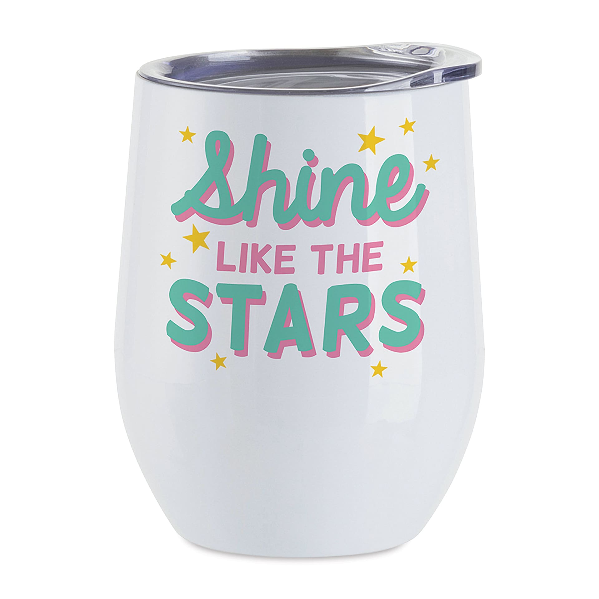 Craft Express Sublimation Printing Stainless Steel Stemless Wine Cup - 12 oz, White, Set of 4 (finished stemless wine cup example)