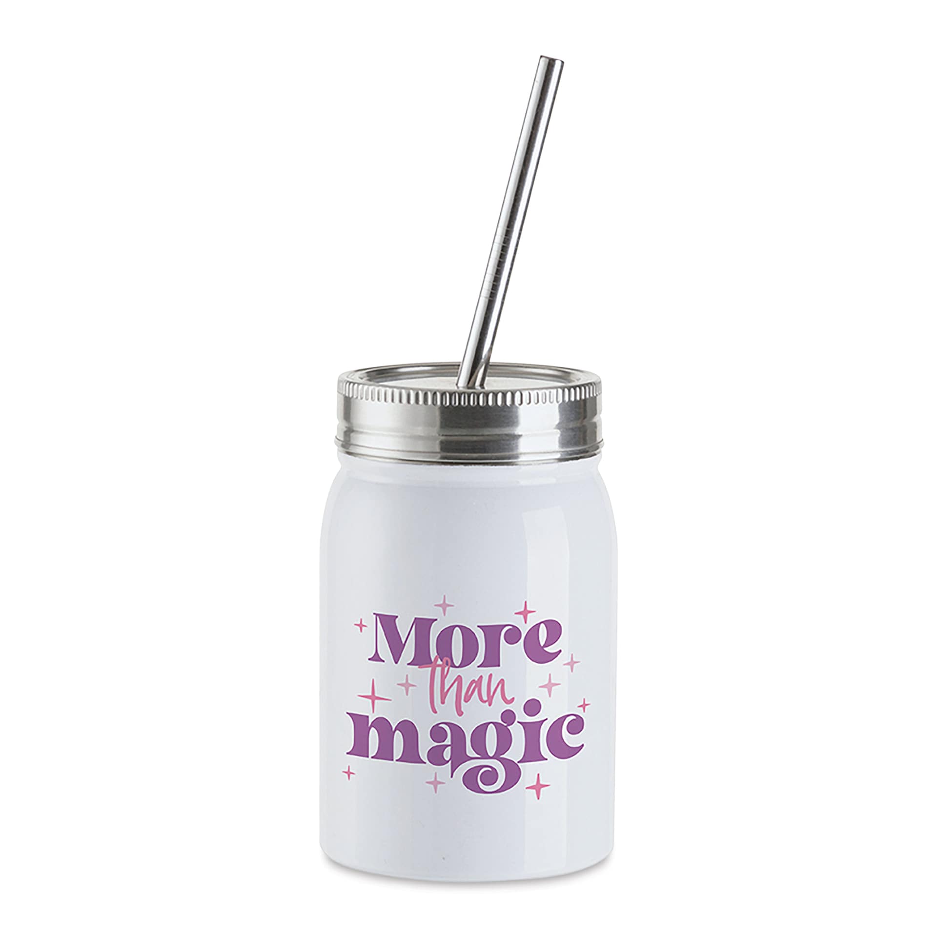 Craft Express Sublimation Printing Stainless Steel Mason Tumbler - 17 oz, White, Set of 4 (finished jar example)