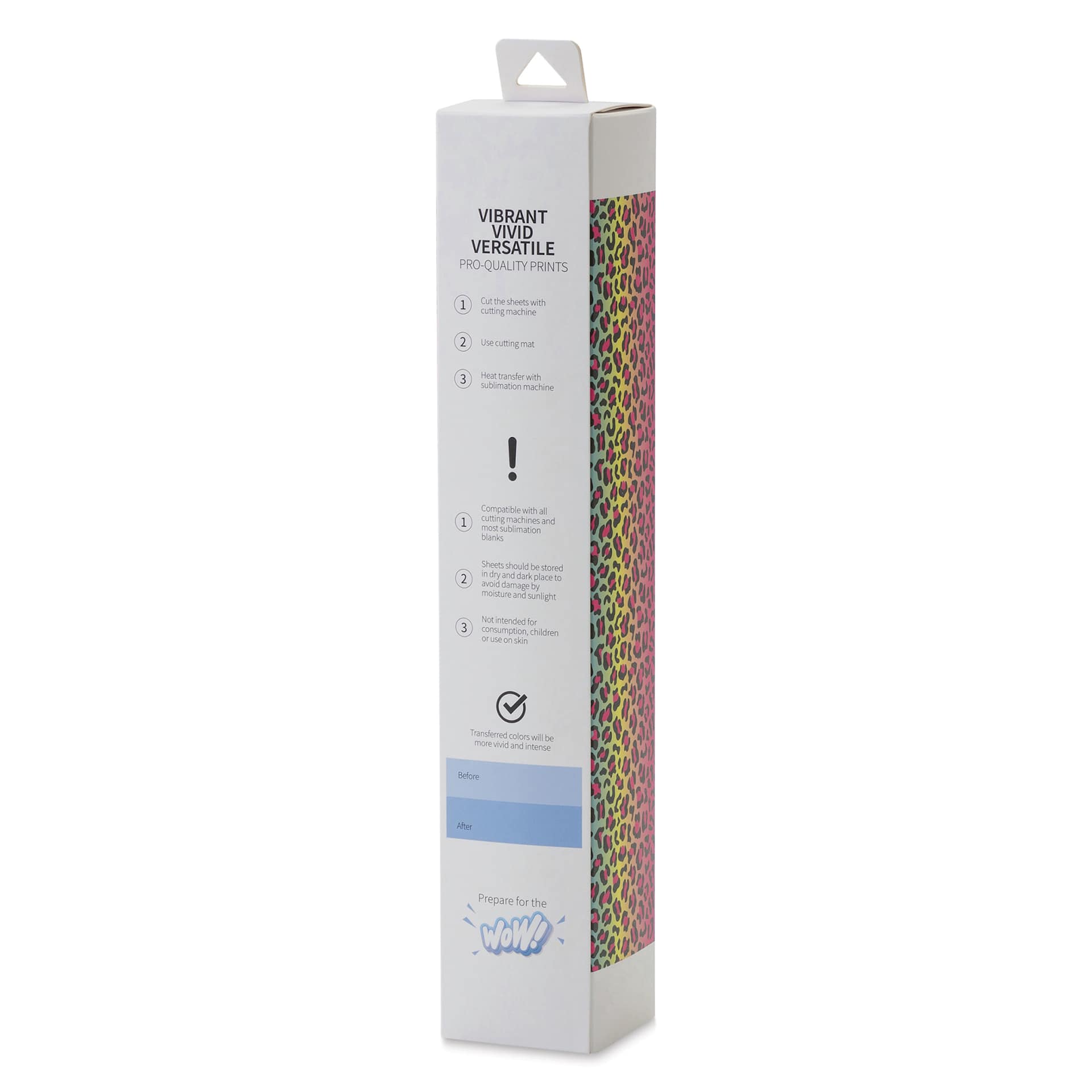 Craft Express Sublimation Pattern Transfer Sheets - Dynamic Leo, 12" x 12", Pkg of 4 back of box