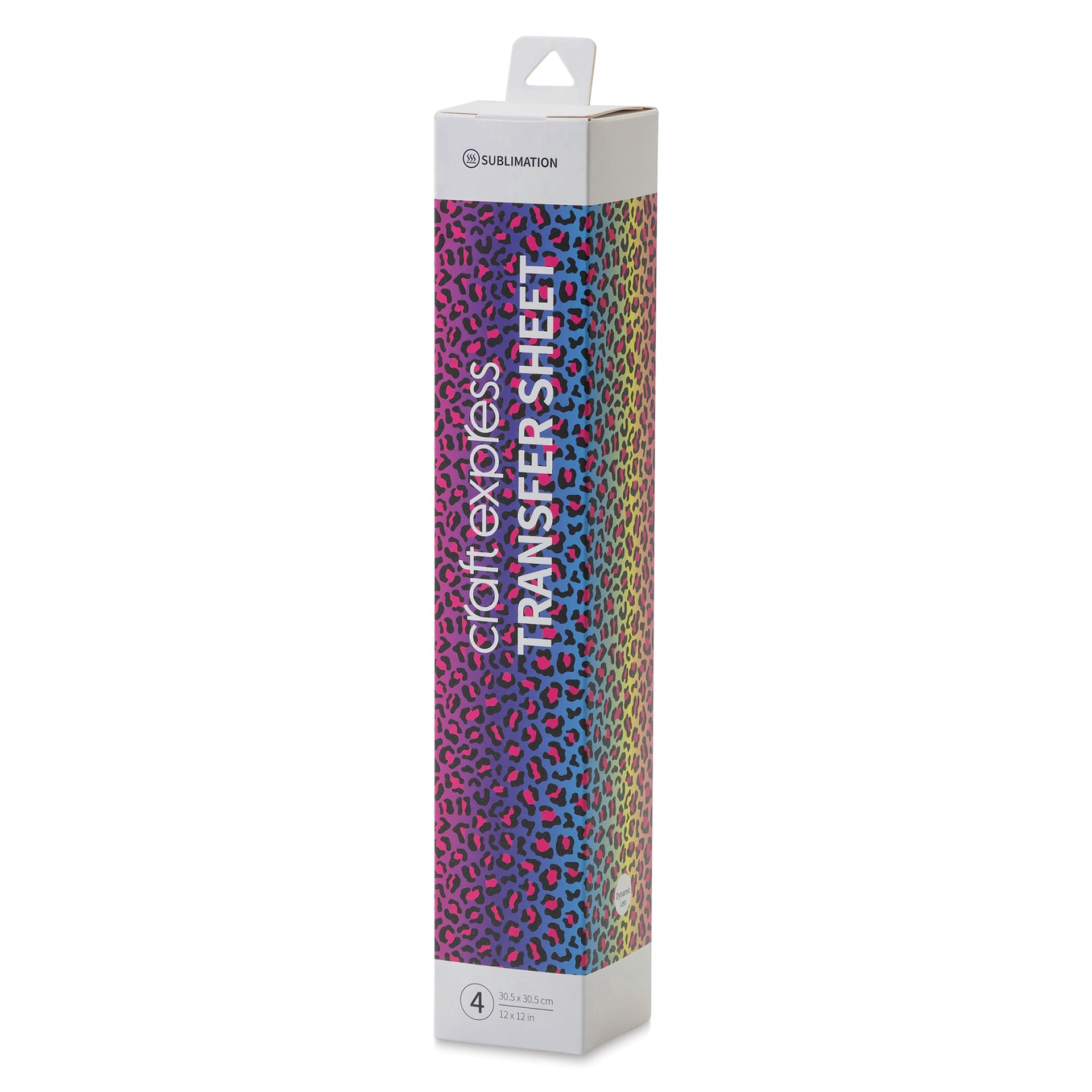 Craft Express Sublimation Pattern Transfer Sheets - Dynamic Leo, 12" x 12", Pkg of 4 front of box