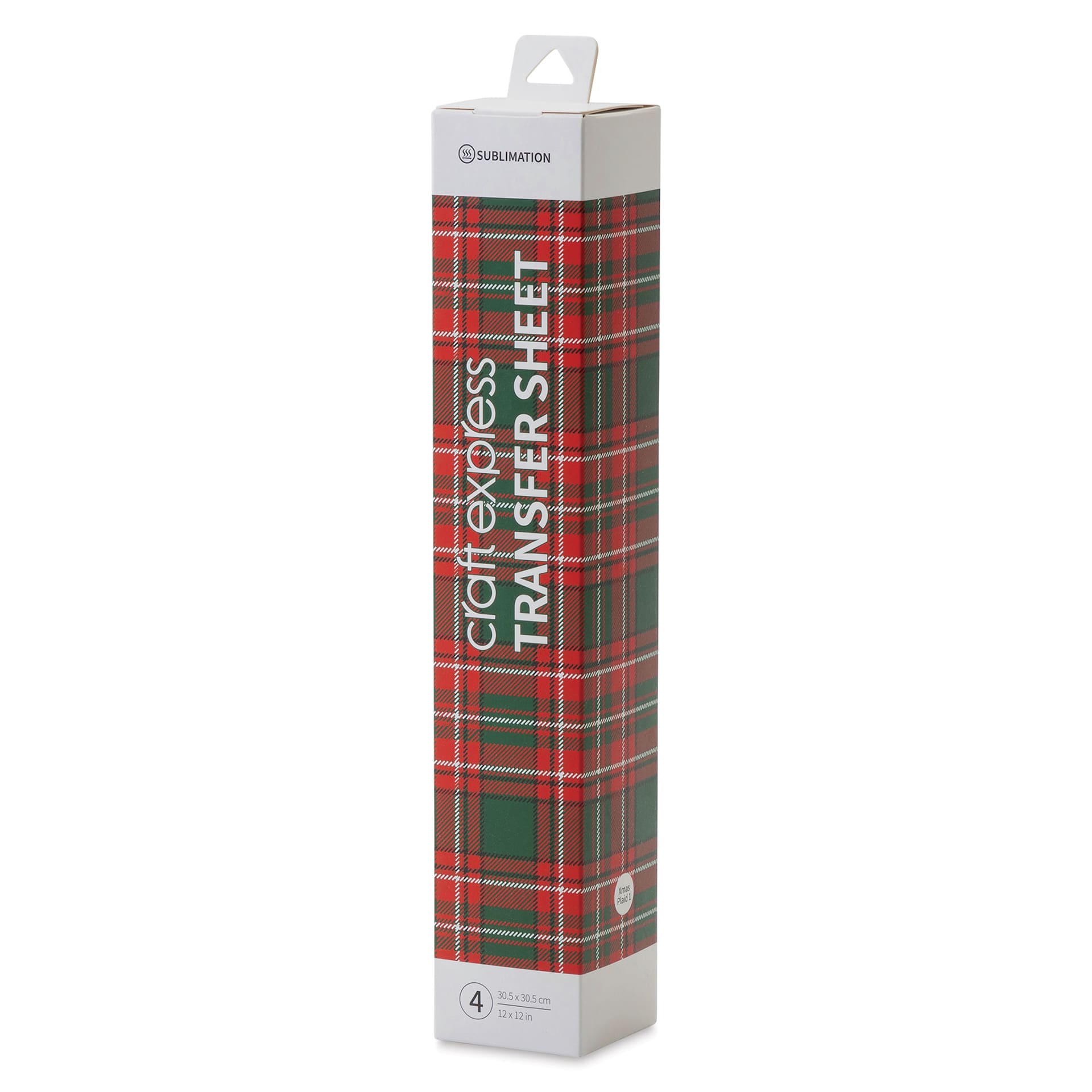 Craft Express Sublimation Pattern Transfer Sheets - Plaid 1, 12" x 12", Pkg of 4 front of box