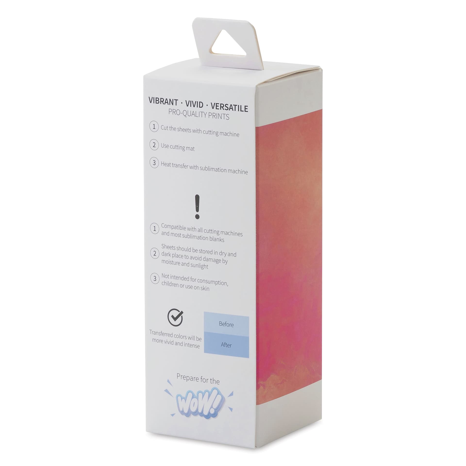Craft Express Sublimation Pattern Transfer Sheets - Dreamy Sky, 4-1/2" x 12", Pkg of 4 back of box