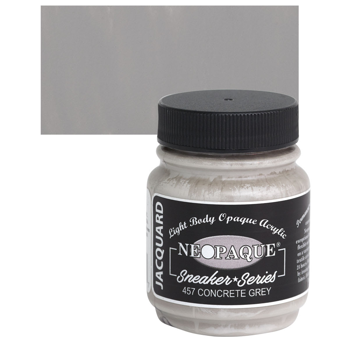 Jacquard Neopaque Acrylic - Concrete Grey, 2.25 oz jar and swatch