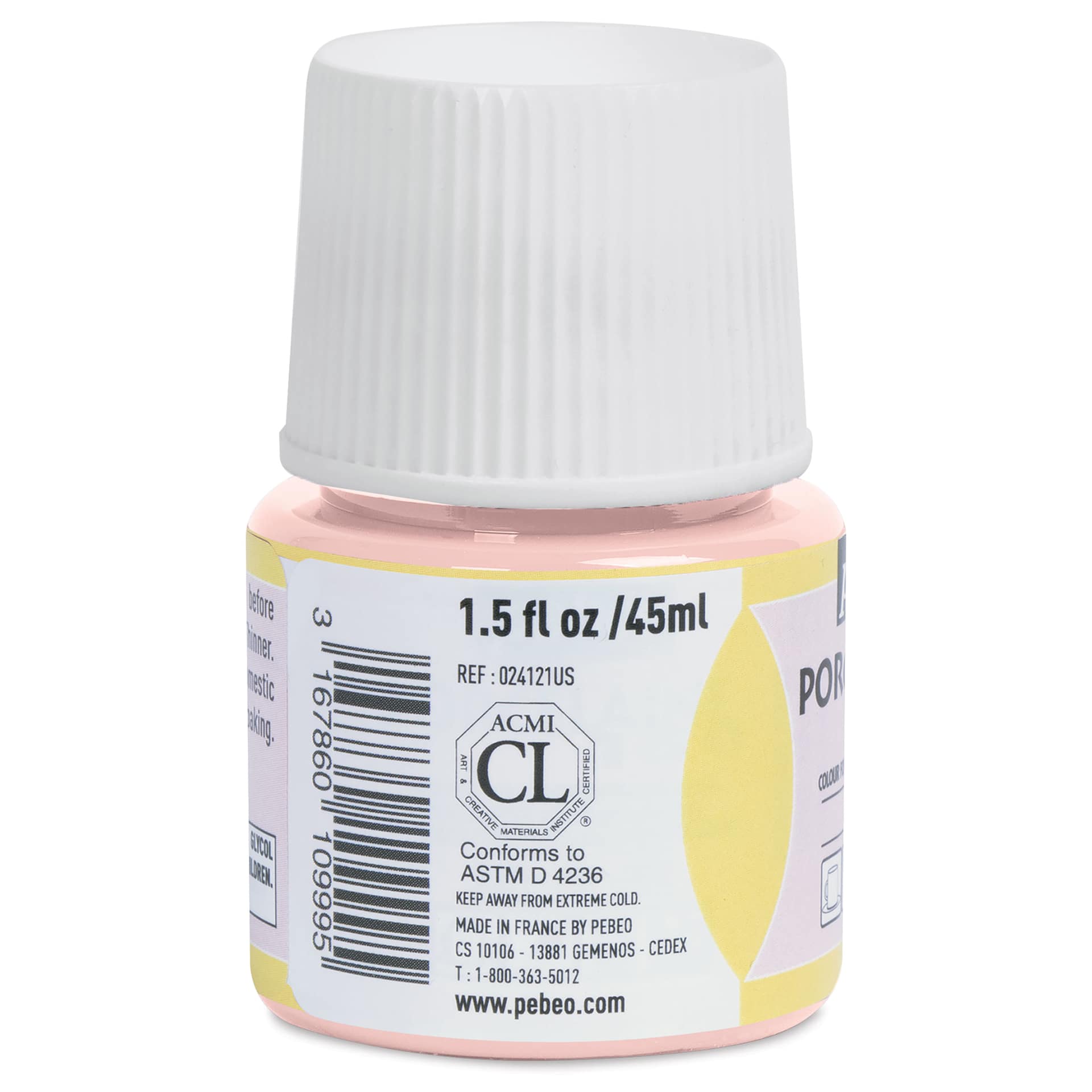 Pebeo Porcelaine 150 Paint - Powder Pink, 45 ml (side)