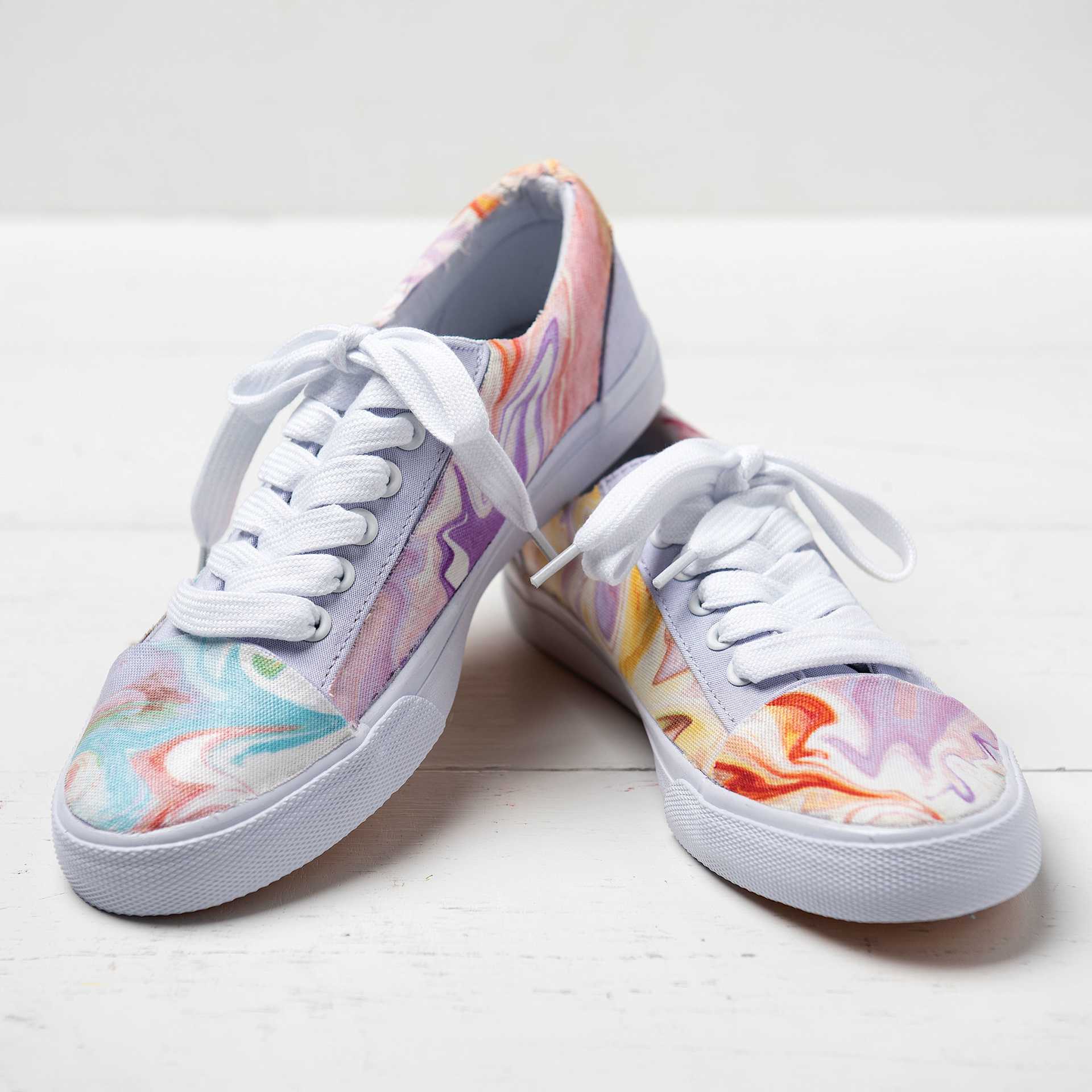 Painted shoes sealed with Mod Podge Fabric