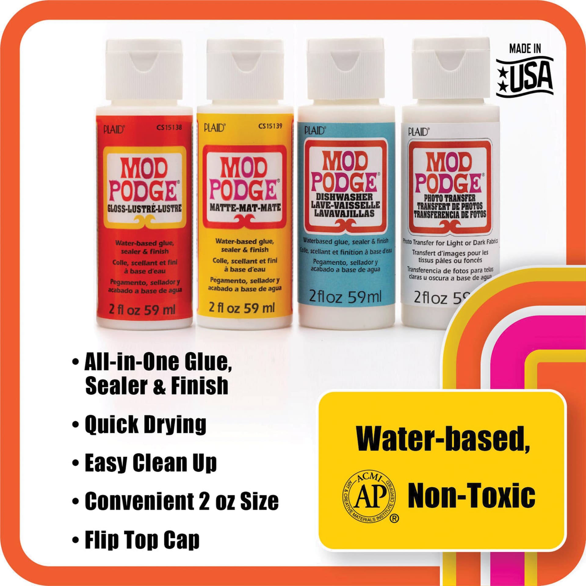 Plaid Mod Podge Starter Set - Assorted Finishes, Set of 4, features