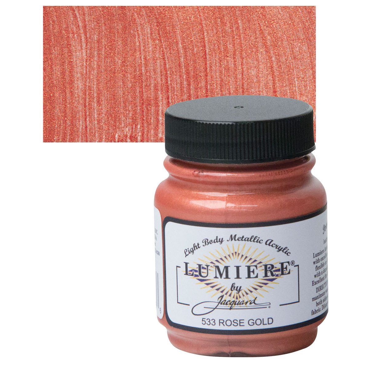 Jacquard Lumiere Acrylic - Rose Gold, 2.25 oz Jar and swatch