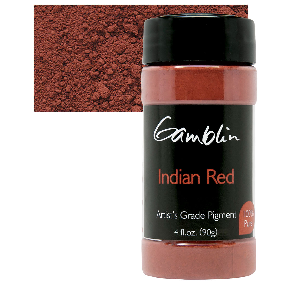 Gamblin Artist's Grade Pigment - Indian Red, 4 oz bottle and swatch