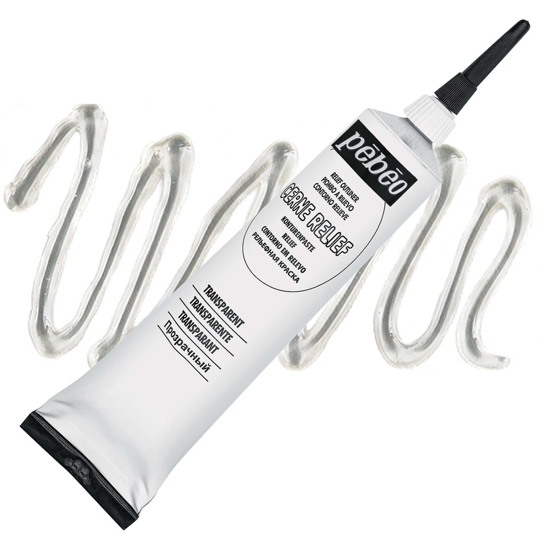 Pebeo Vitrail Paint Outliner - Transparent Outliner, 37 ml tube and swatch