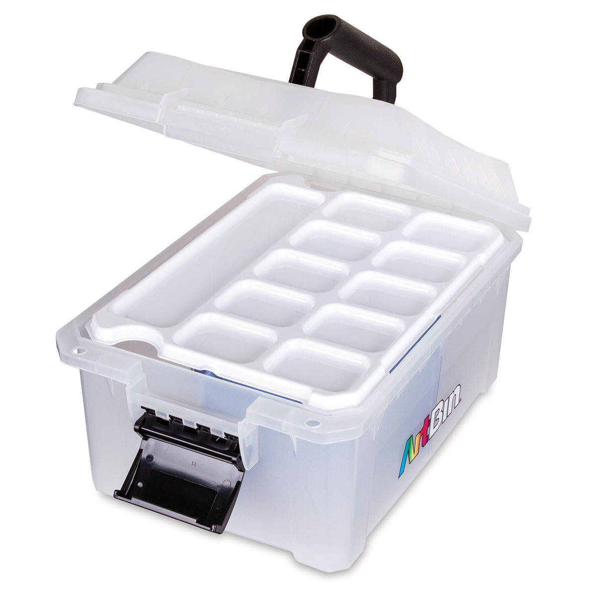 ArtBin Sidekick Cube with Paint Palette Tray (quarter view with lid open)